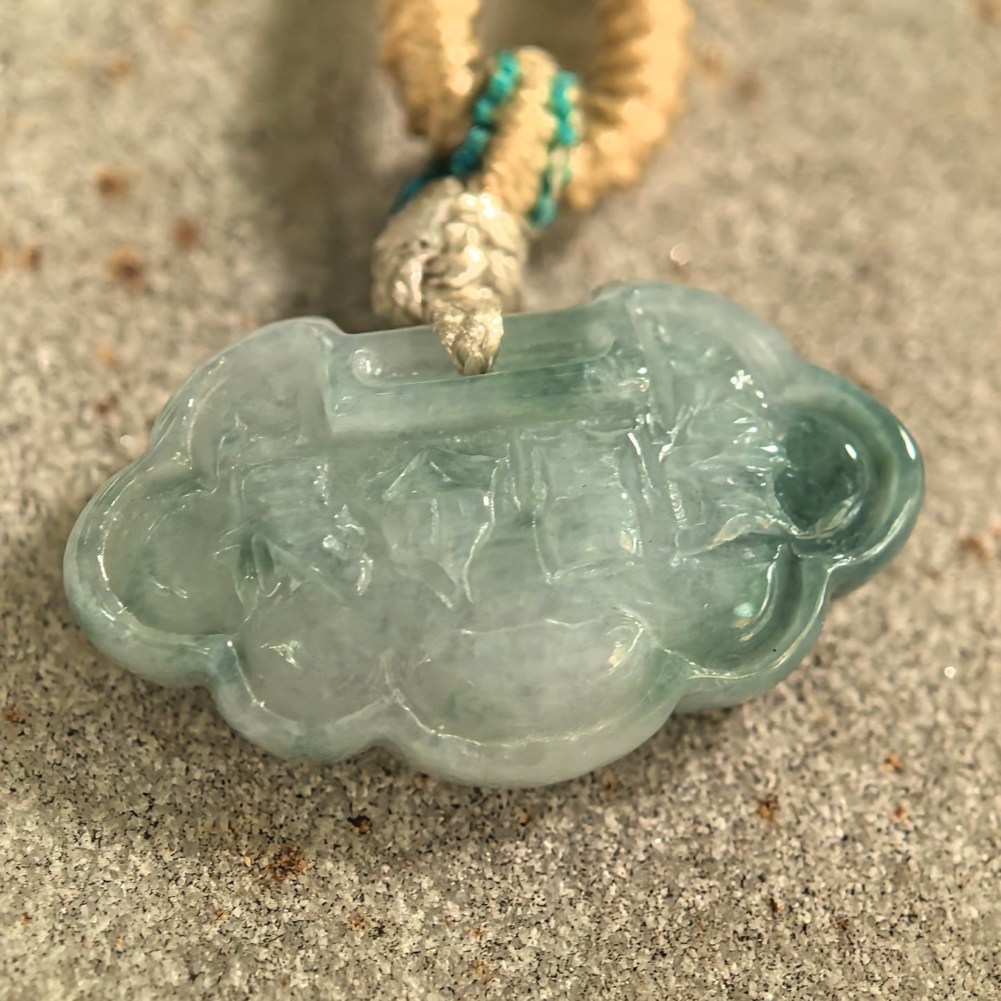 Natural Grade-A Glutinous Light Green Cloud Lock Jadeite Pendant · Burmese Jade