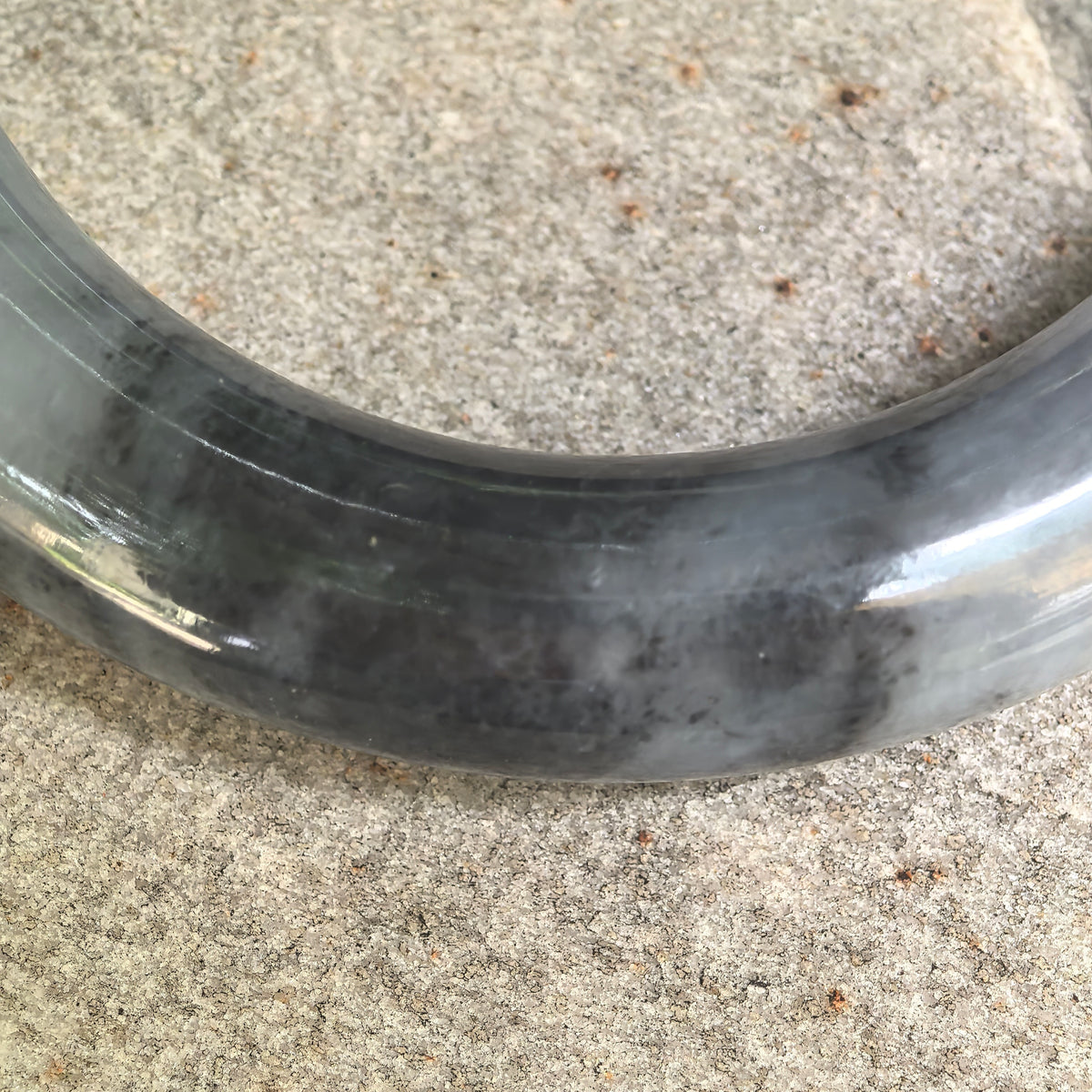 Glutinous Black-Gray Round Jadeite Bangle – 52mm