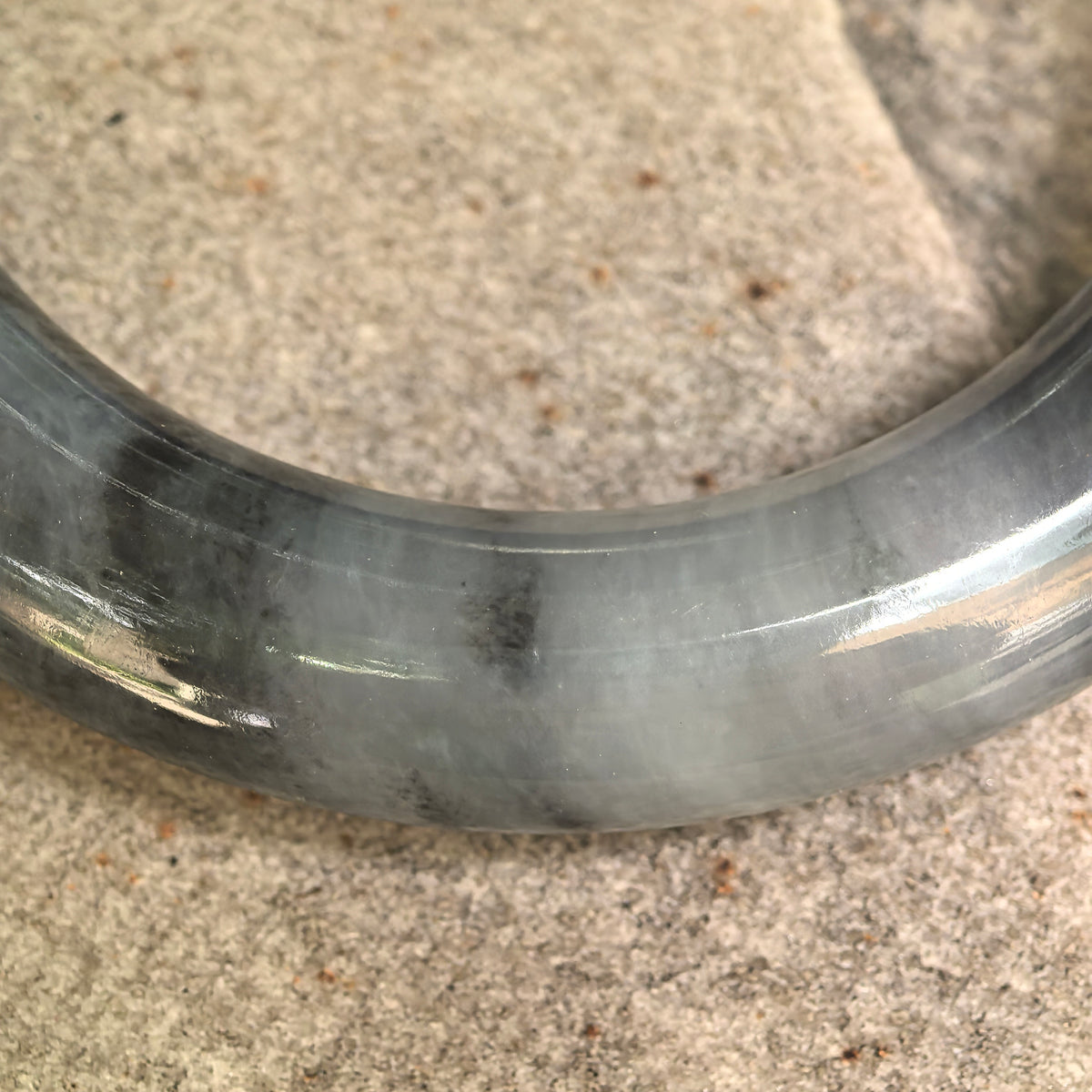Glutinous Black-Gray Round Jadeite Bangle – 52mm