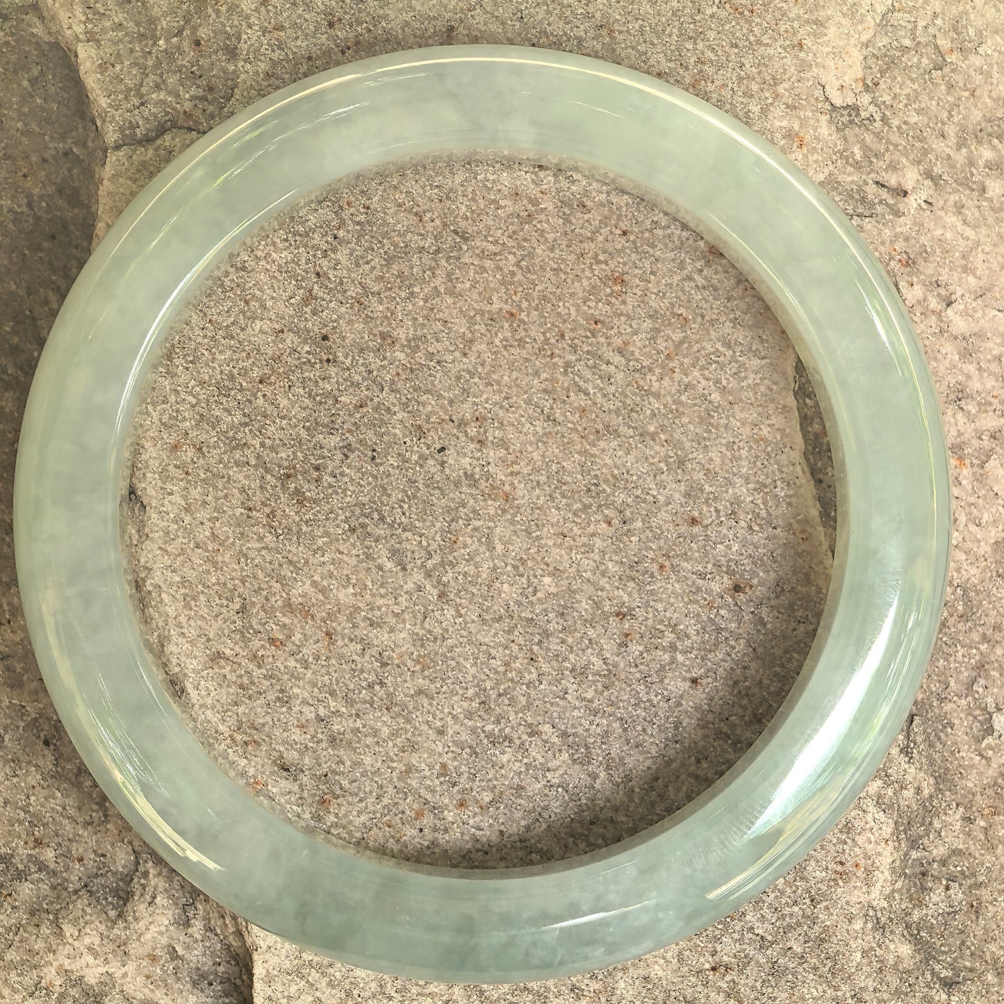 Natural Grade-A Icy Glutinous Mint Green D-Shape Jadeite Bangle · Burmese Jade 57mm