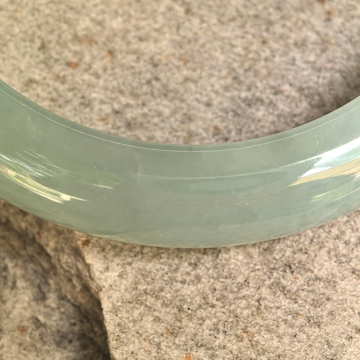 Natural Grade-A Icy Glutinous Mint Green D-Shape Jadeite Bangle · Burmese Jade 57mm