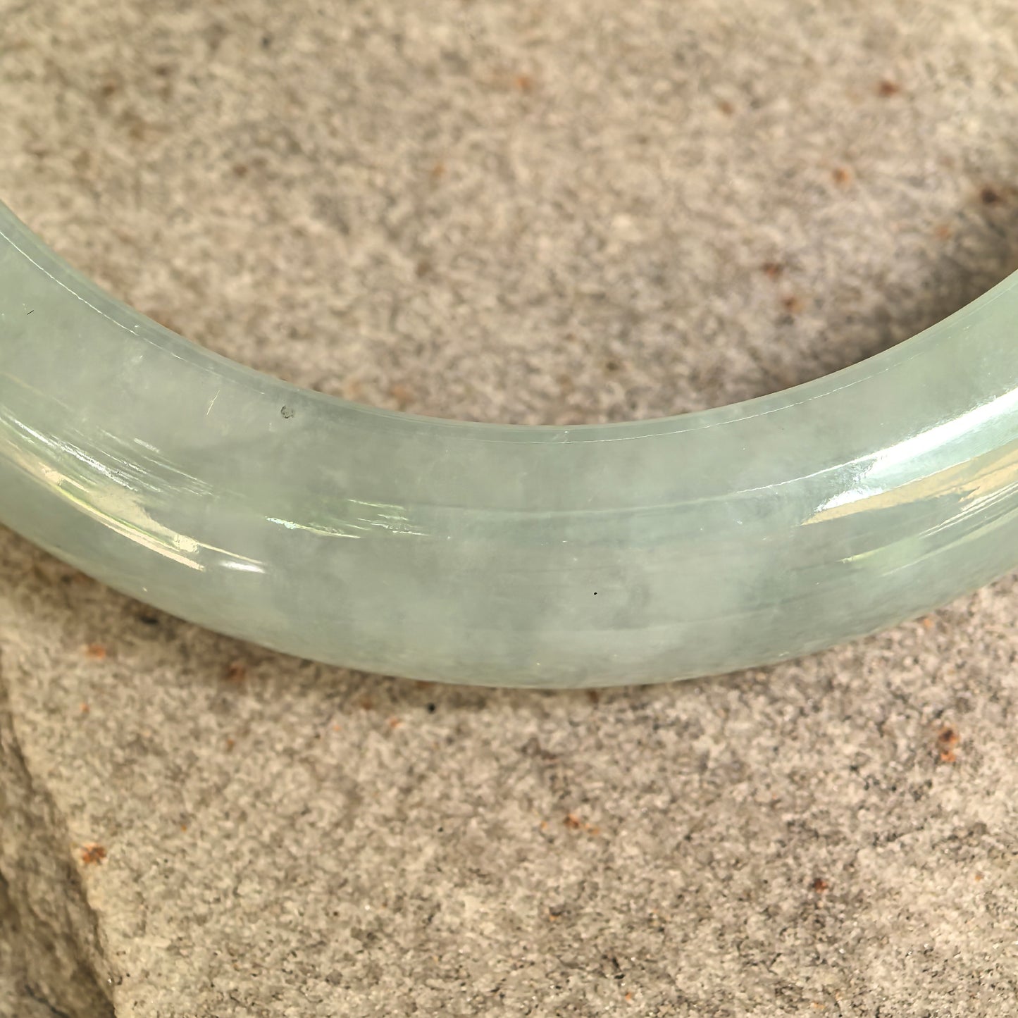 Natural Grade-A Icy Glutinous Mint Green D-Shape Jadeite Bangle · Burmese Jade 57mm