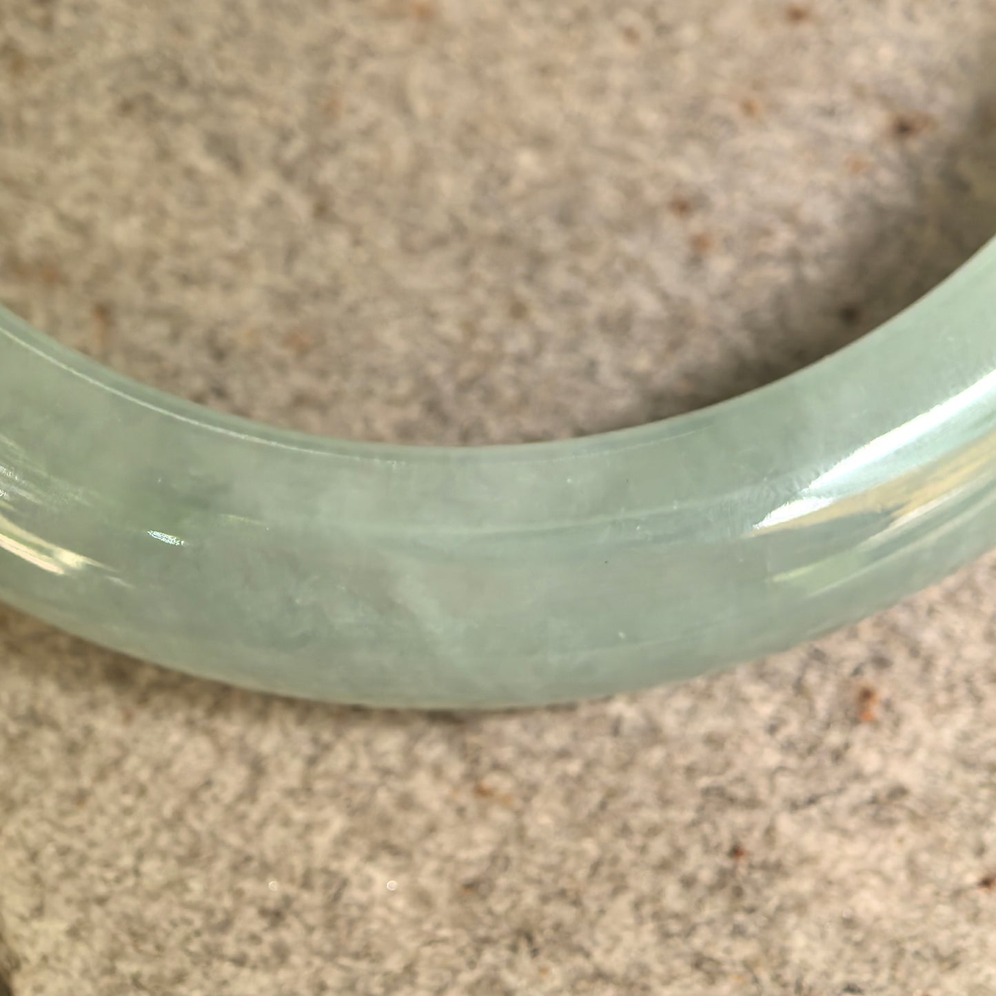 Natural Grade-A Icy Glutinous Mint Green D-Shape Jadeite Bangle · Burmese Jade 57mm