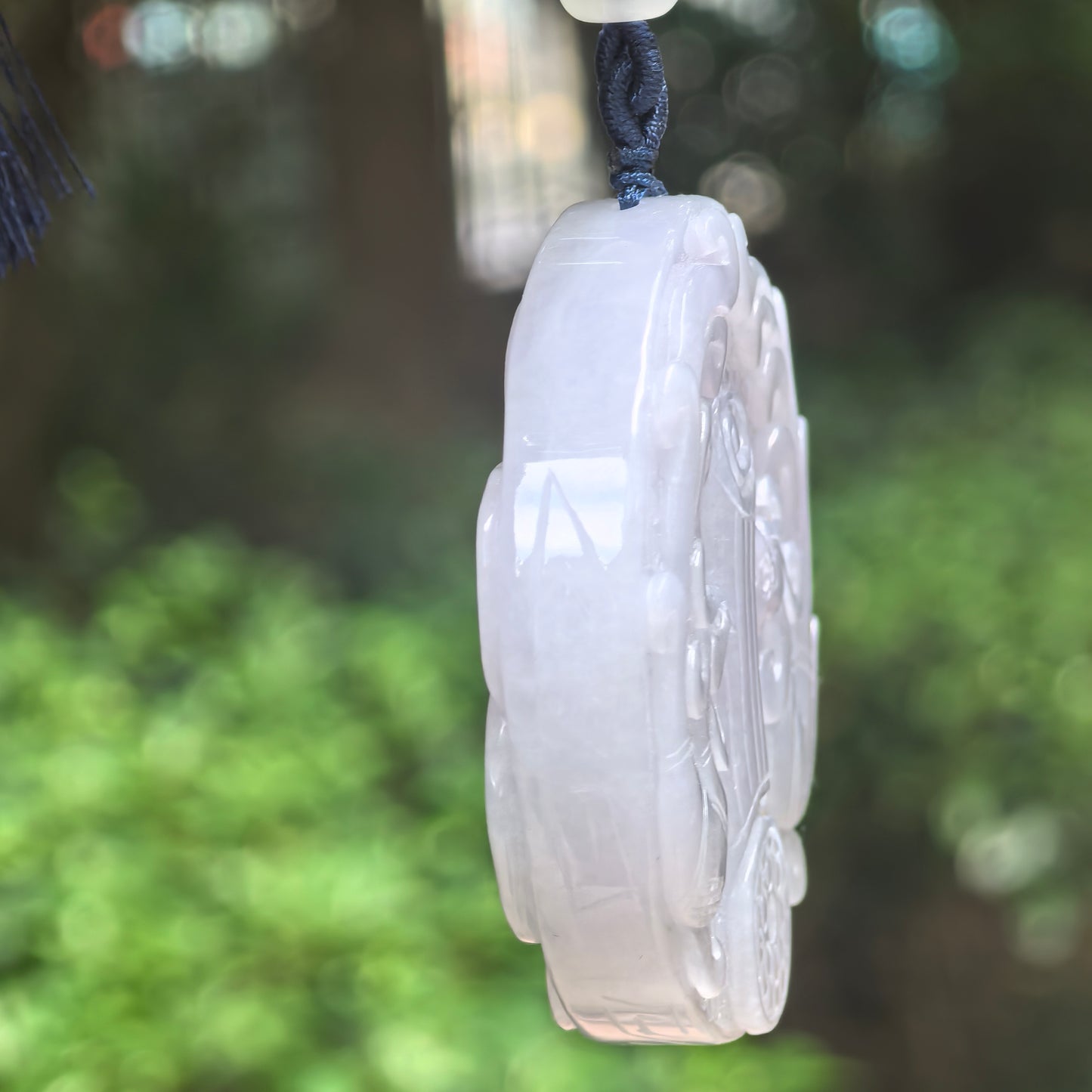 Natural Grade-A Glutinous White Carved Jadeite Feng Shui Ornament · Burmese Jade