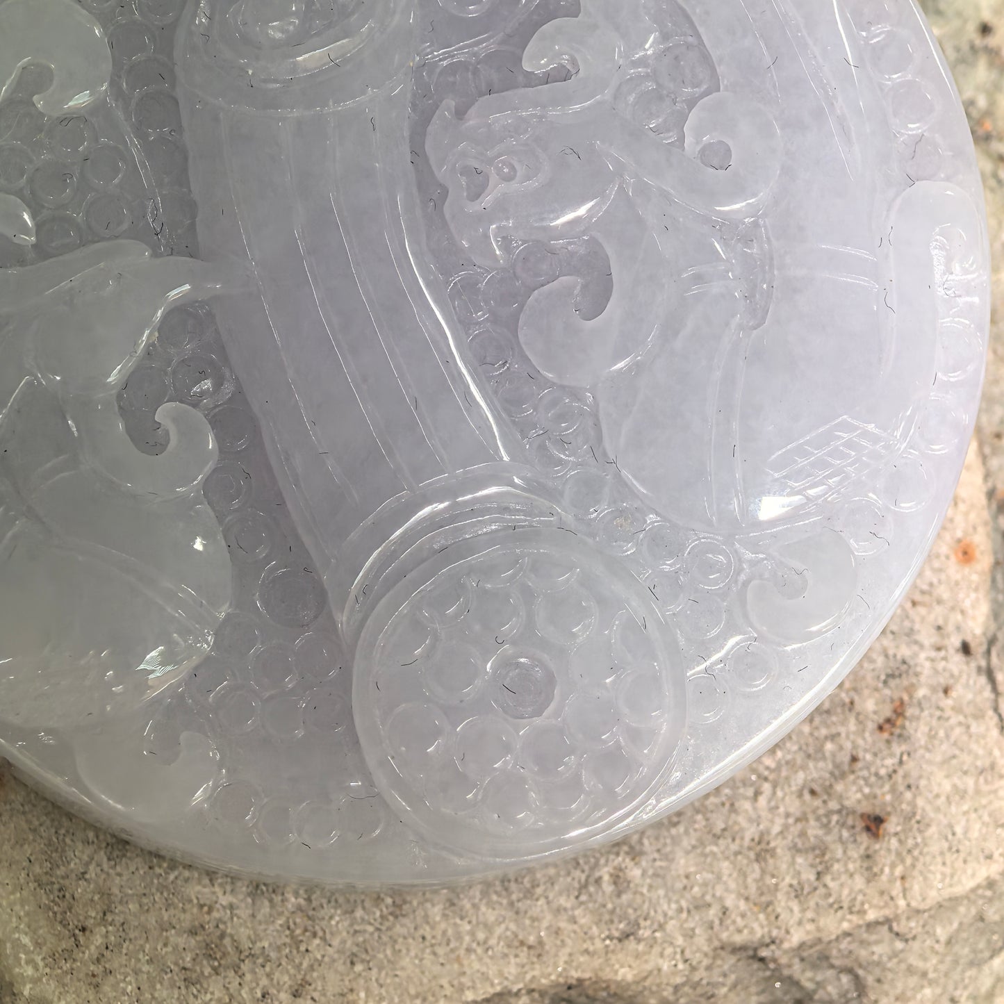 Natural Grade-A Glutinous White Carved Jadeite Feng Shui Ornament · Burmese Jade