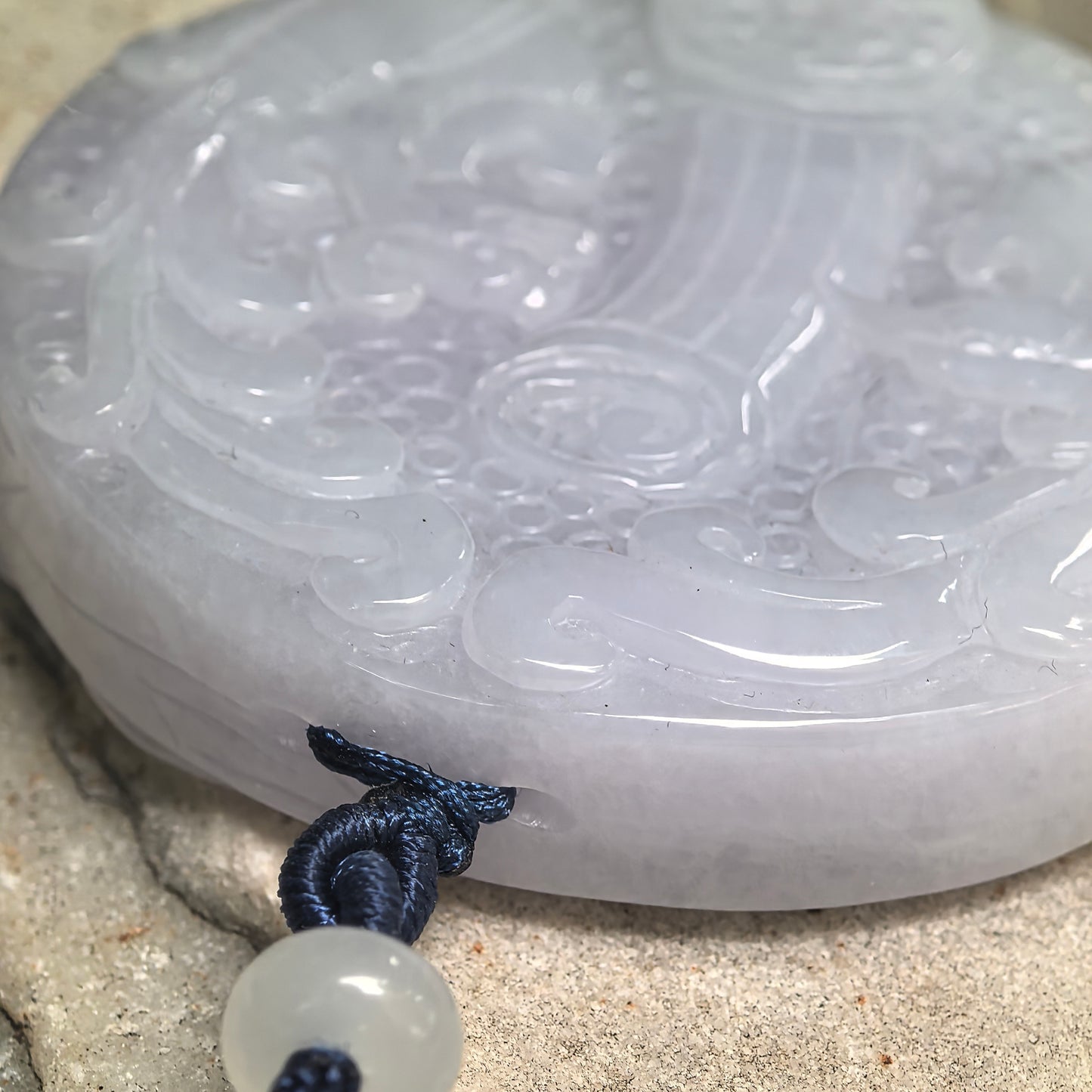 Natural Grade-A Glutinous White Carved Jadeite Feng Shui Ornament · Burmese Jade