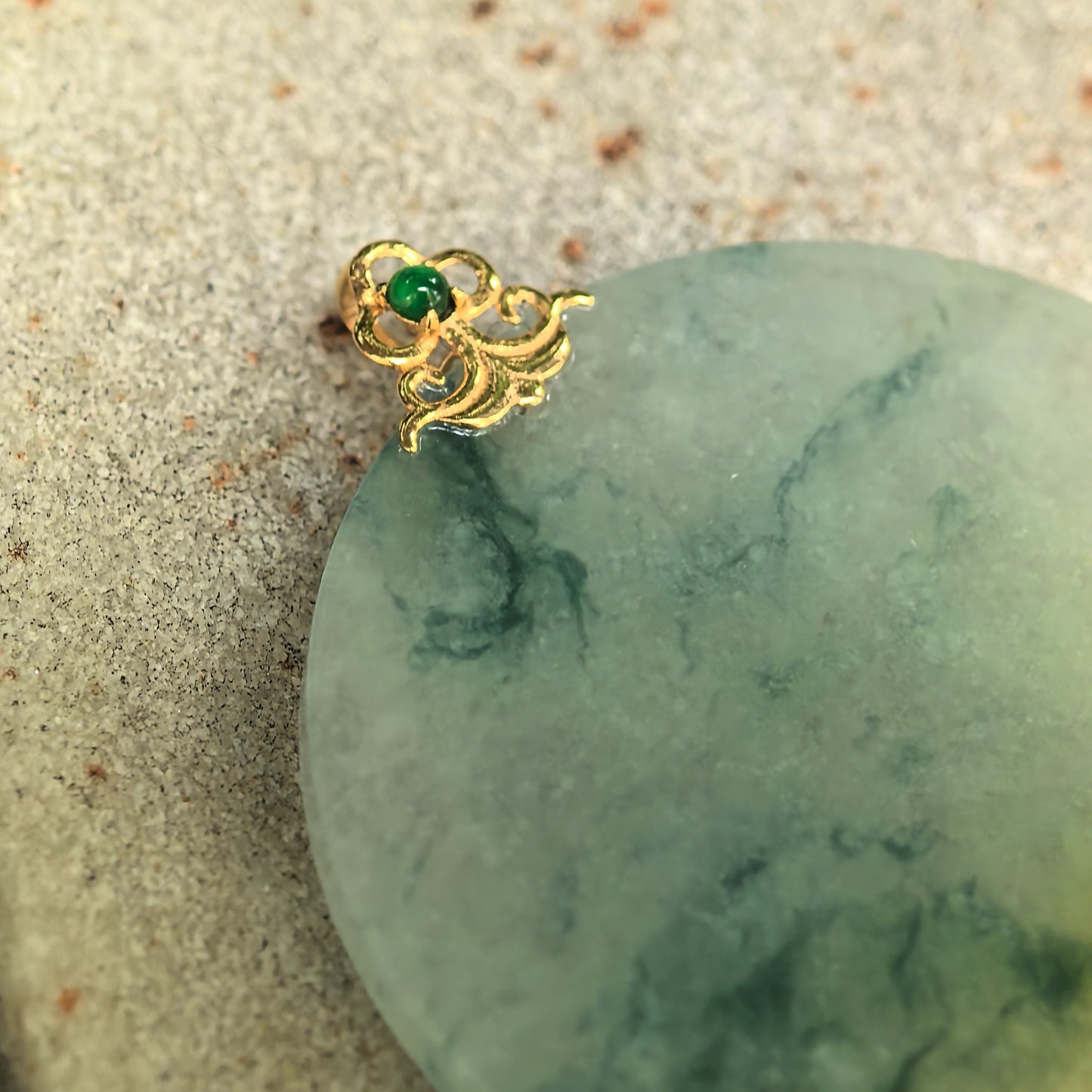 Natural Grade-A Icy Glutinous Yellow-Green Round Jadeite Plain Pendant · Burmese Jade