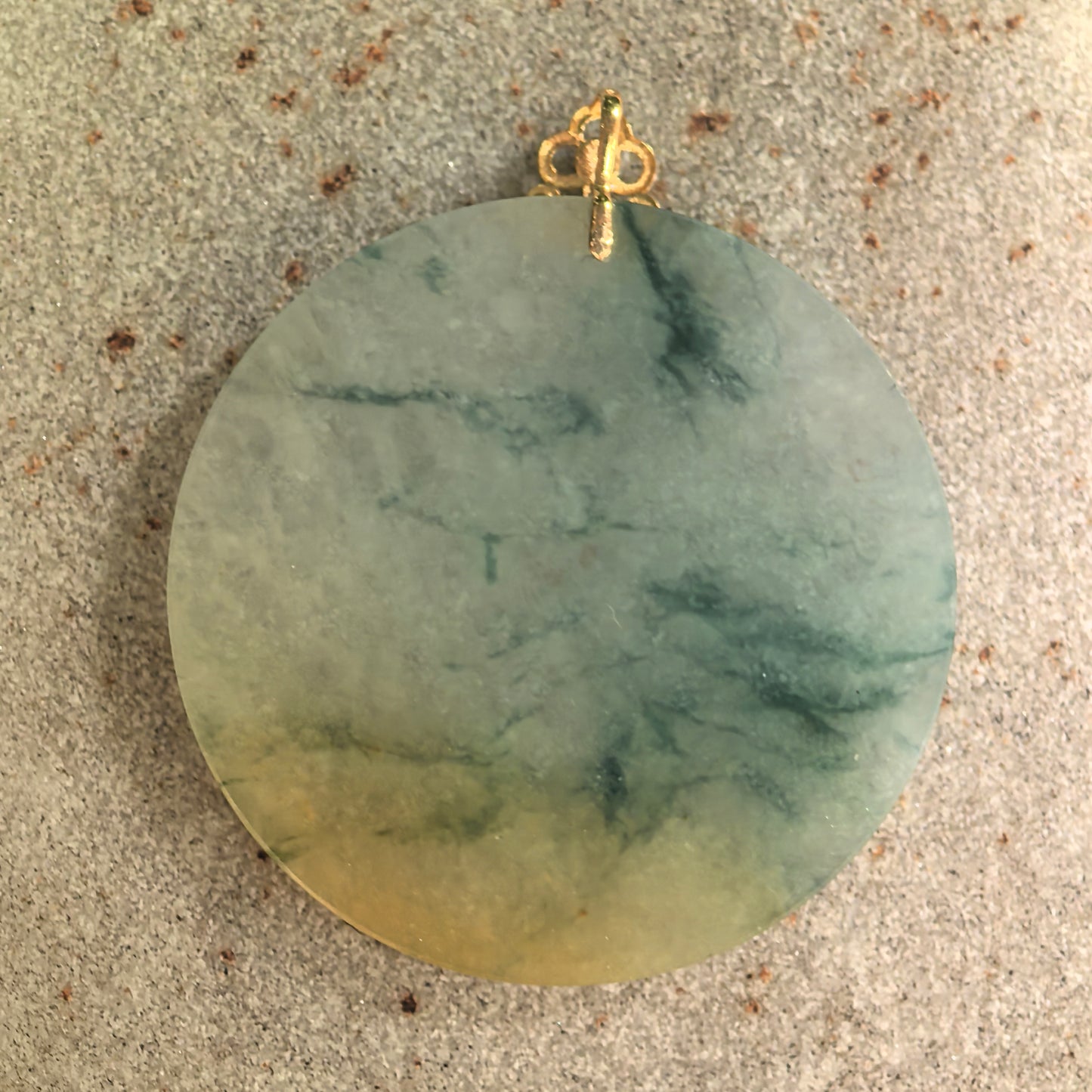Natural Grade-A Icy Glutinous Yellow-Green Round Jadeite Plain Pendant · Burmese Jade