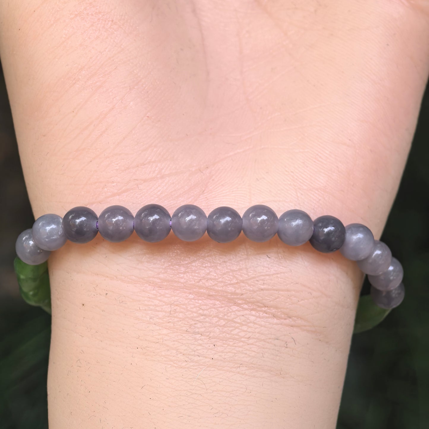 Natural Nephrite Green and Smoky Lavender Mixed-Bead Bracelet · Hetian Jade