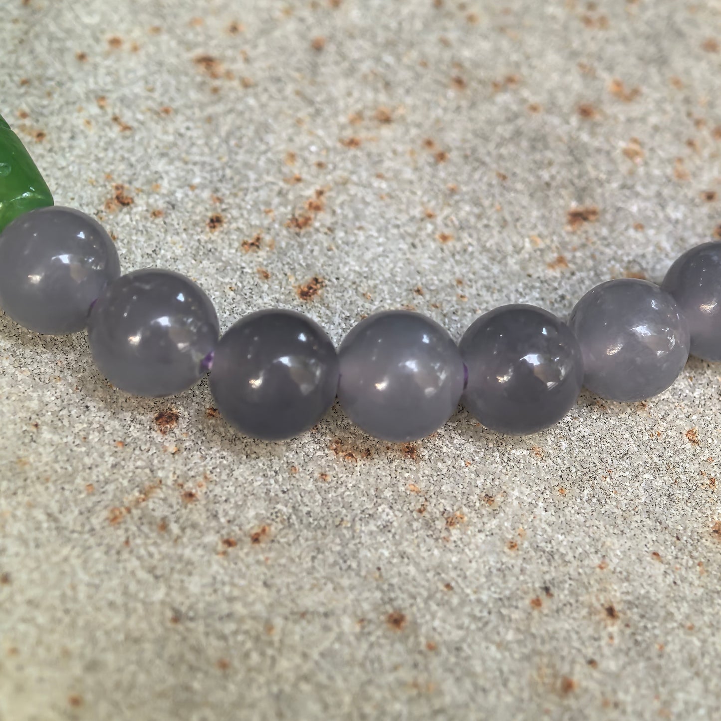 Natural Nephrite Green and Smoky Lavender Mixed-Bead Bracelet · Hetian Jade