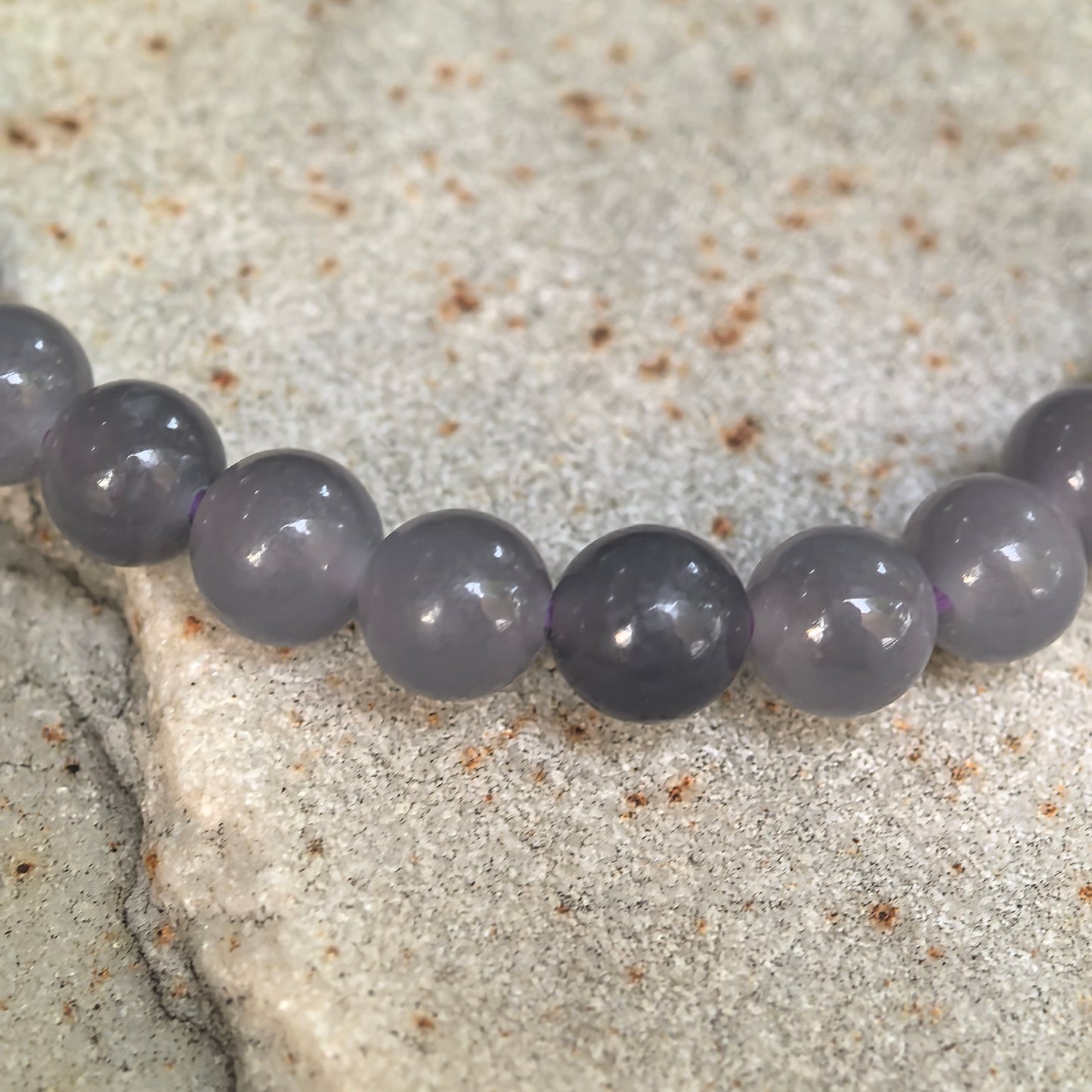 Natural Nephrite Green and Smoky Lavender Mixed-Bead Bracelet · Hetian Jade
