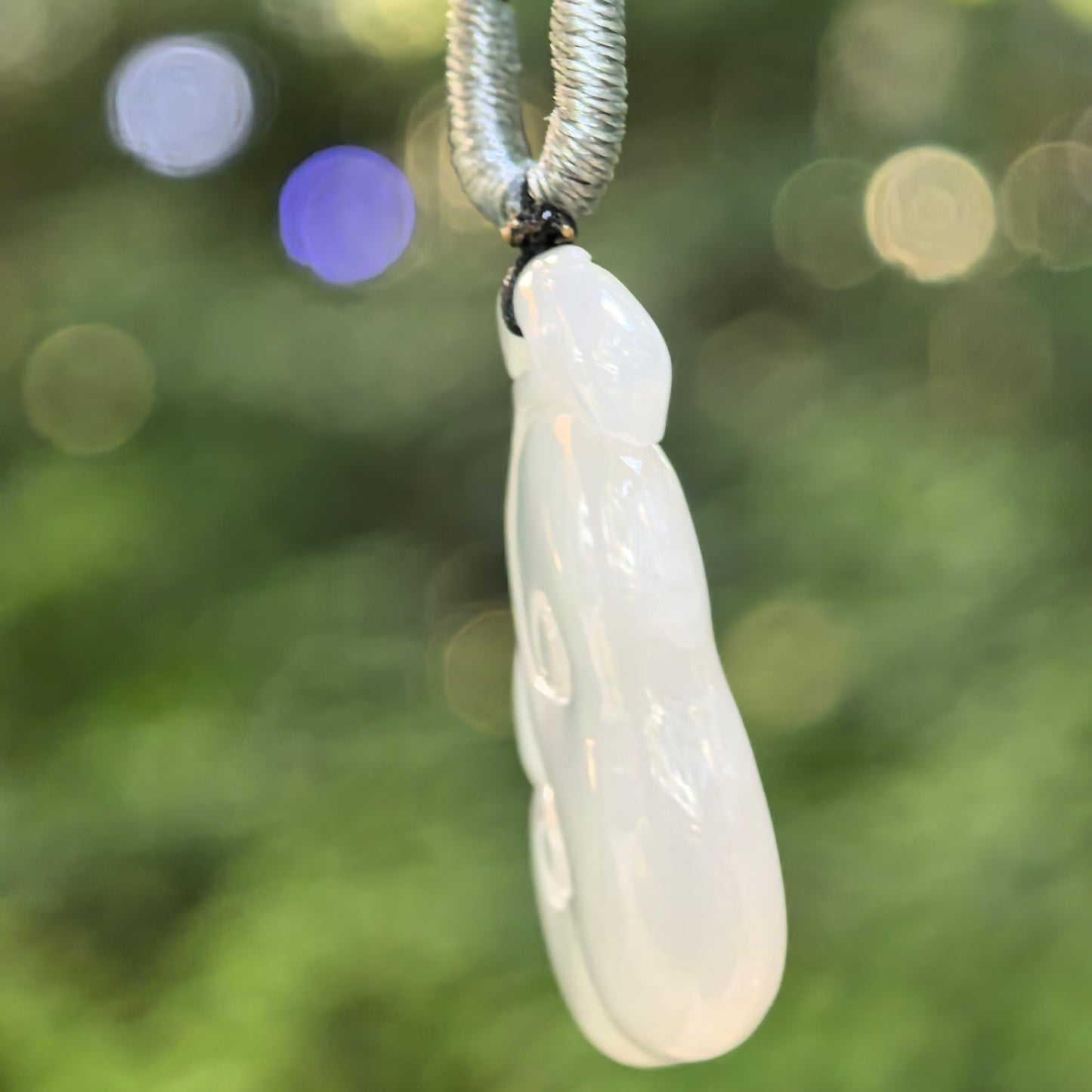 Natural Grade-A Icy Glutinous White Ruyi Jadeite Pendant · Burmese Jade