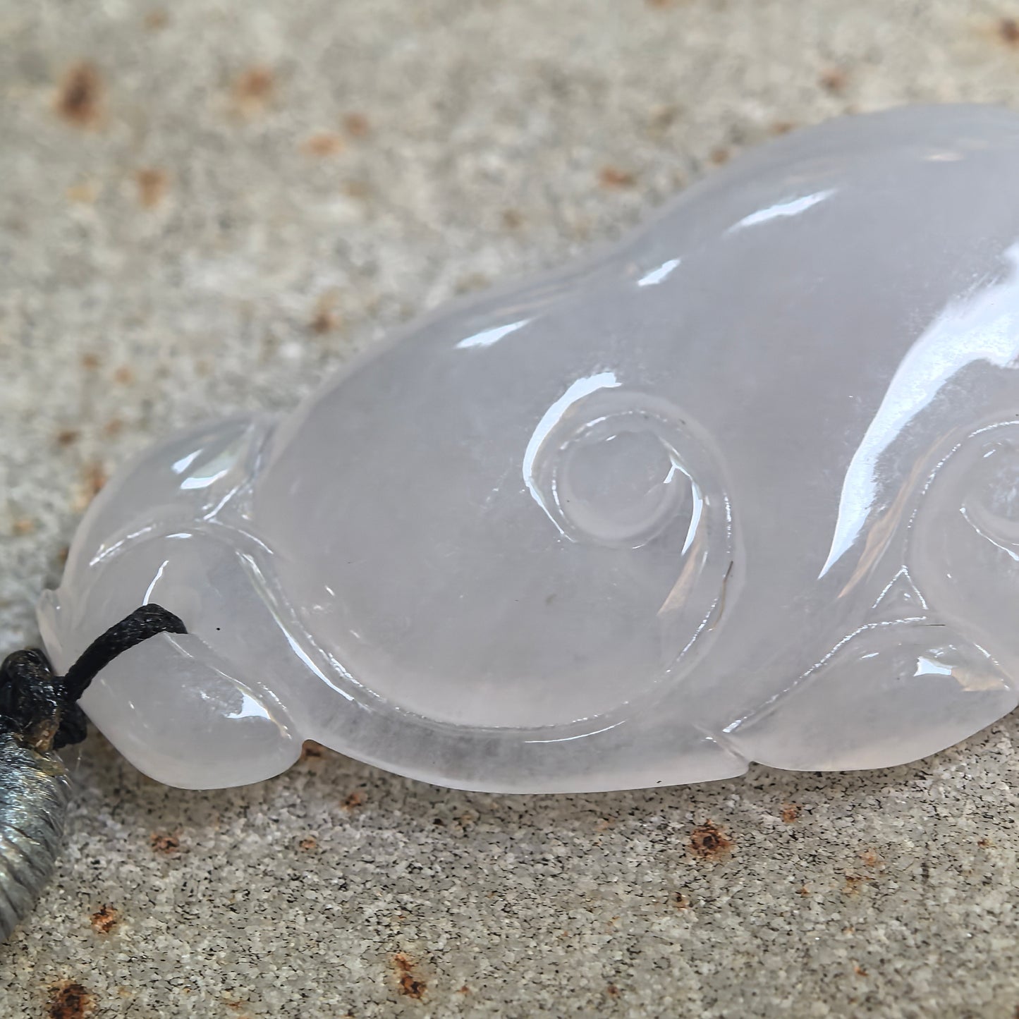 Natural Grade-A Icy Glutinous White Ruyi Jadeite Pendant · Burmese Jade