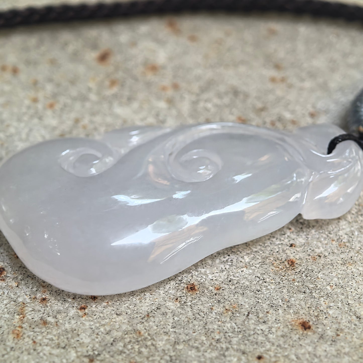 Natural Grade-A Icy Glutinous White Ruyi Jadeite Pendant · Burmese Jade