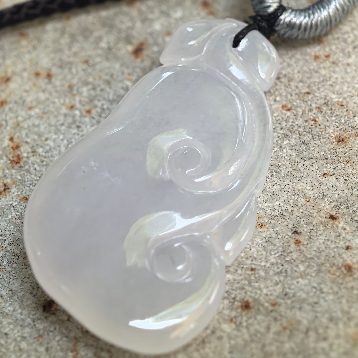 Natural Grade-A Icy Glutinous White Ruyi Jadeite Pendant · Burmese Jade