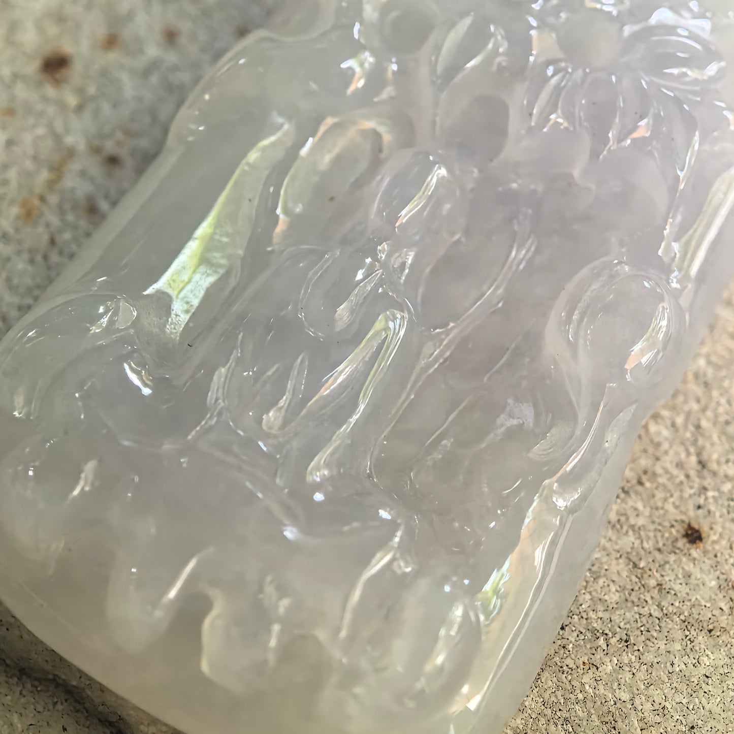 Natural Grade-A Icy Glutinous White Abstract Guanyin Jadeite Pendant · Burmese Jade