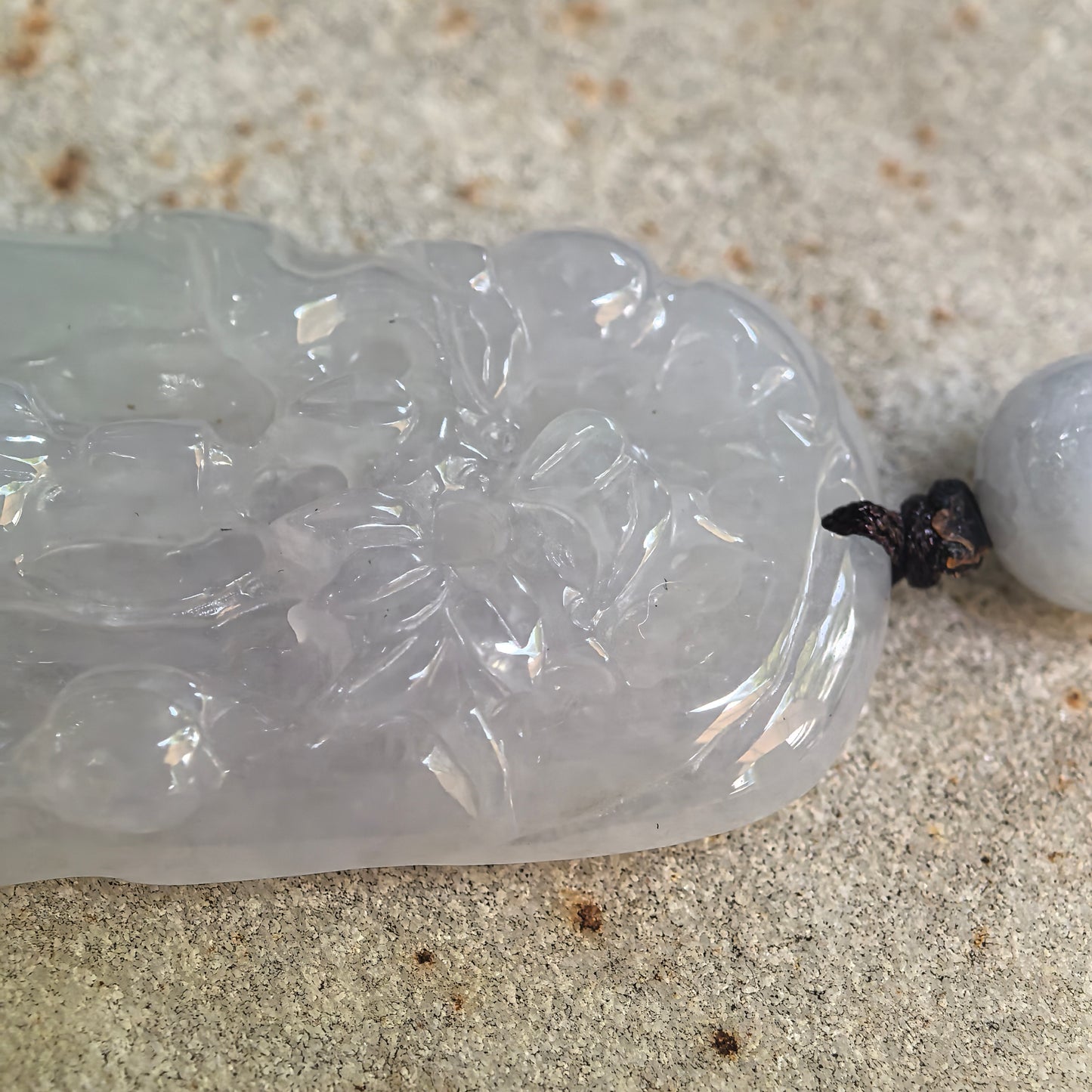 Natural Grade-A Icy Glutinous White Abstract Guanyin Jadeite Pendant · Burmese Jade