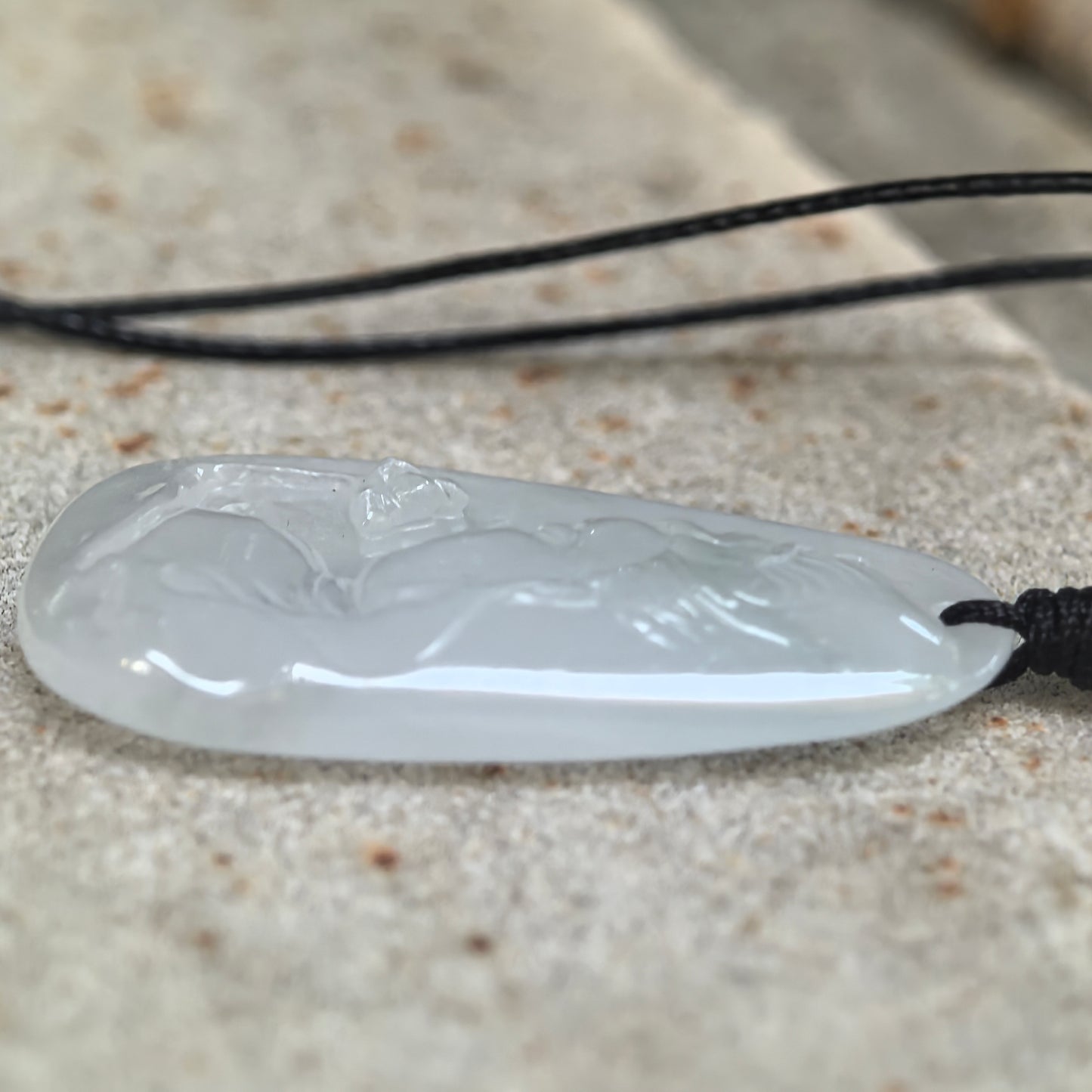 Natural Grade-A Icy Glutinous White Guanyin Jadeite Pendant · Burmese Jade