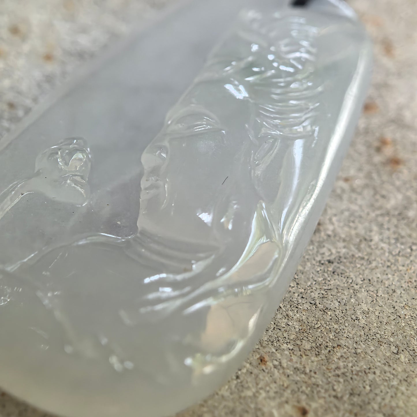 Natural Grade-A Icy Glutinous White Guanyin Jadeite Pendant · Burmese Jade