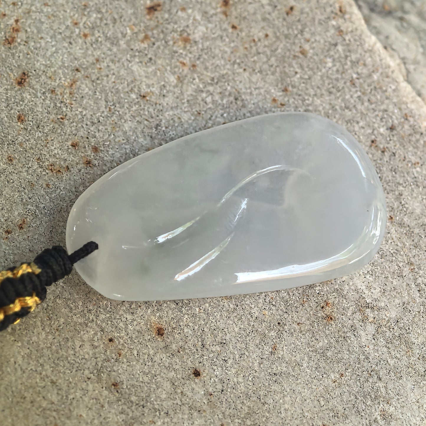 Natural Grade-A Icy Glutinous White Guanyin Jadeite Pendant · Burmese Jade