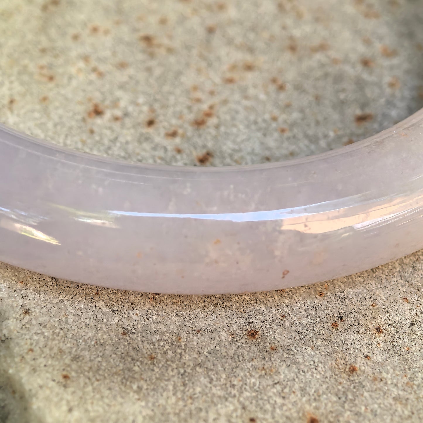 Natural Grade-A Icy Glutinous Lavender Green Round Jadeite Bangle · Burmese Jade 54mm