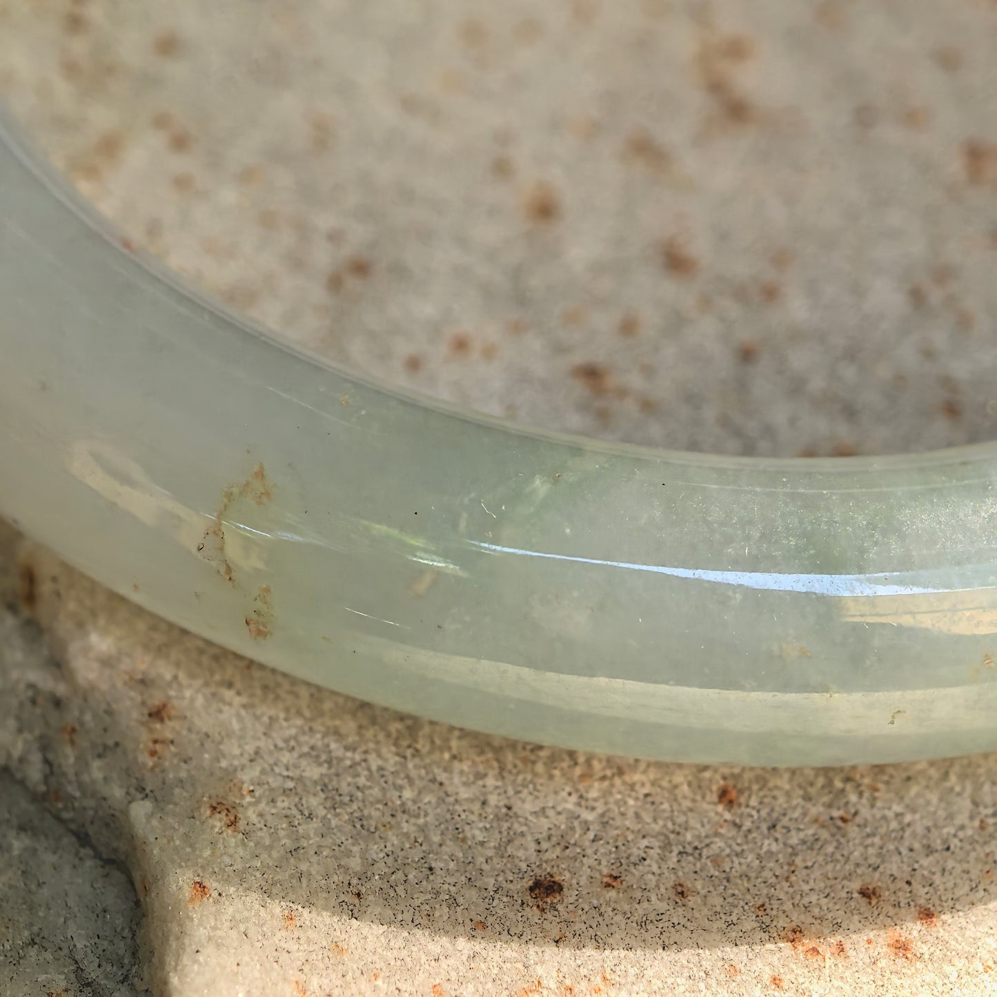 Natural Grade-A Icy Glutinous Lavender Green Round Jadeite Bangle · Burmese Jade 54mm