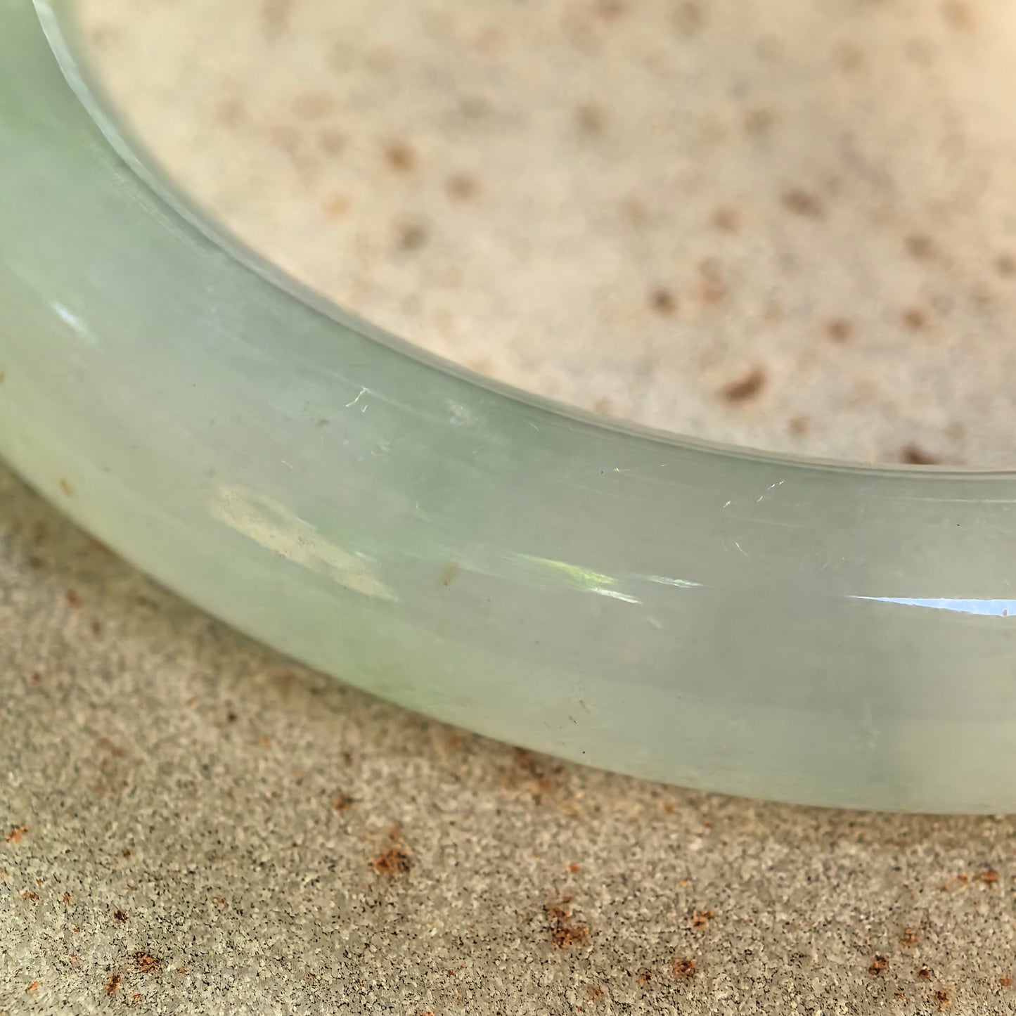 Natural Grade-A Icy Glutinous Lavender Green Round Jadeite Bangle · Burmese Jade 54mm