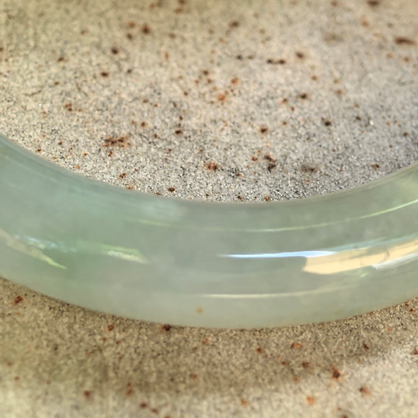 Natural Grade-A Icy Glutinous Lavender Green Round Jadeite Bangle · Burmese Jade 54mm
