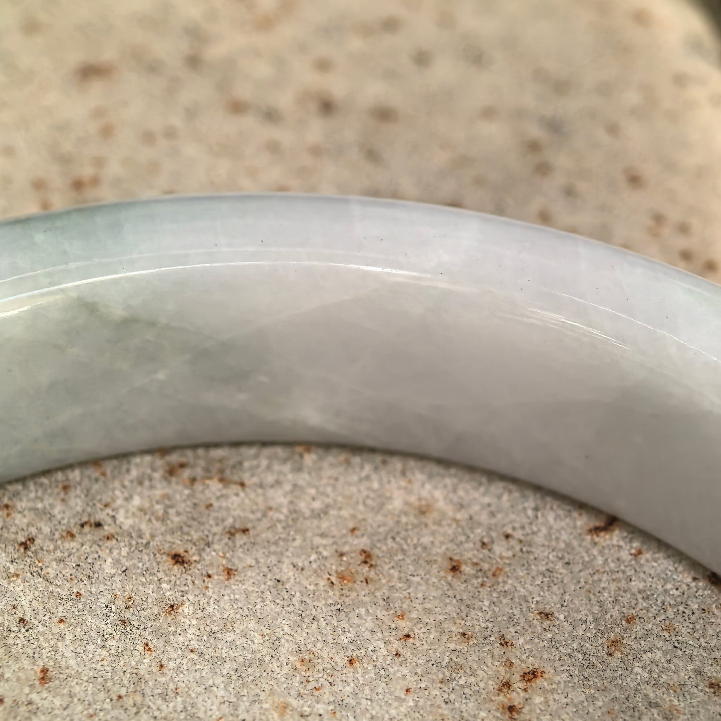 Natural Grade-A Bean-Glutinous Green & White D-Shape Jadeite Bangle · Burmese Jade 58mm