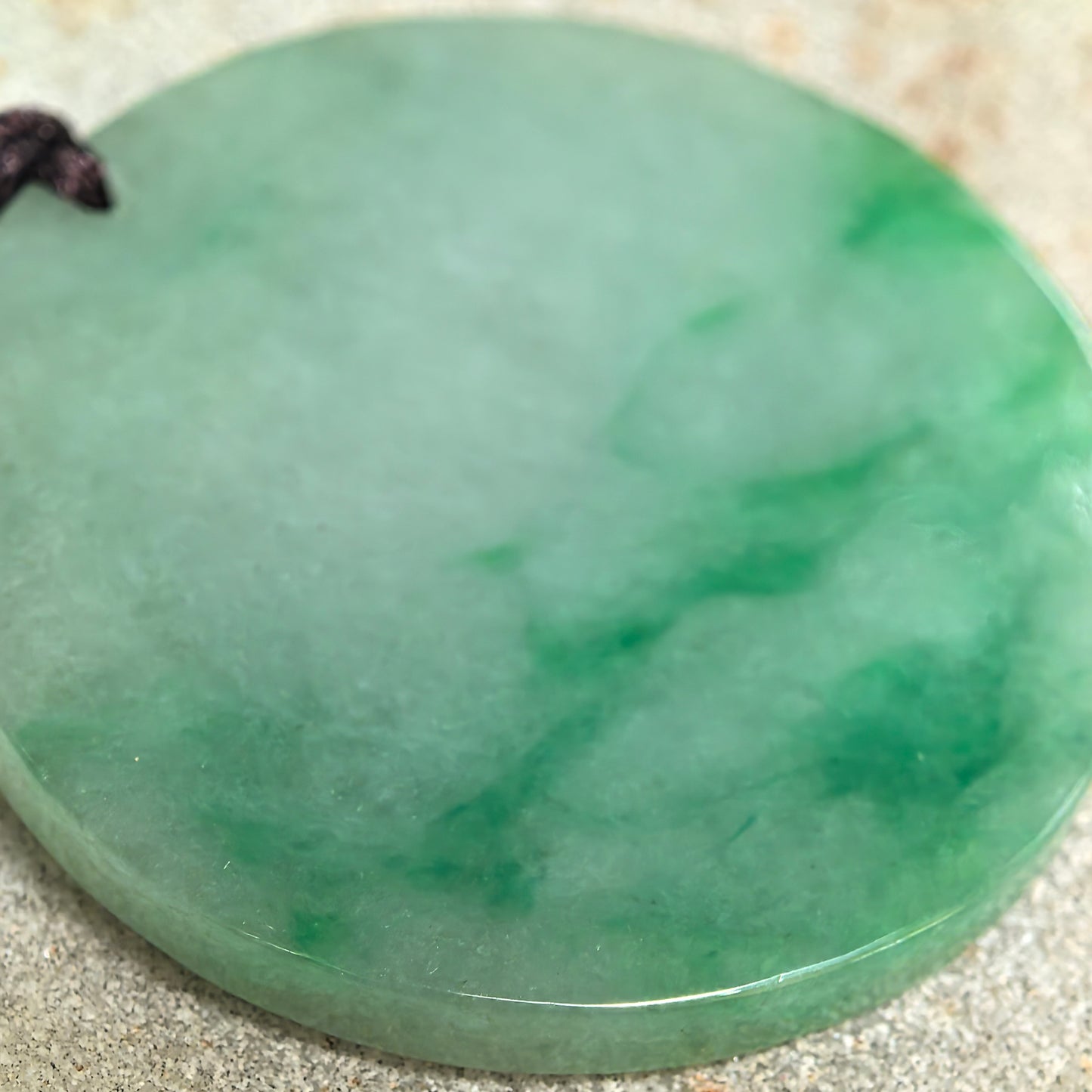 Natural Grade-A Glutinous Green Round Plain Plaque Jadeite Pendant · Burmese Jade