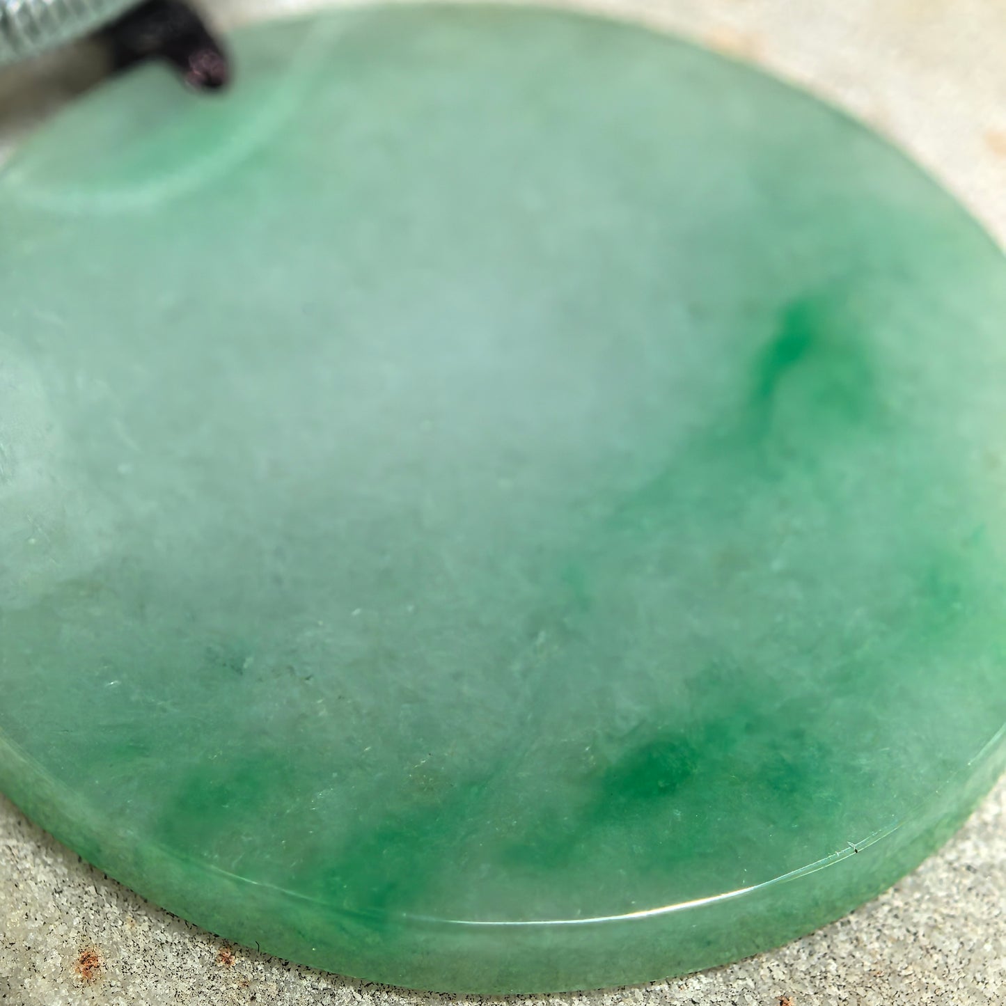 Natural Grade-A Glutinous Green Round Plain Plaque Jadeite Pendant · Burmese Jade