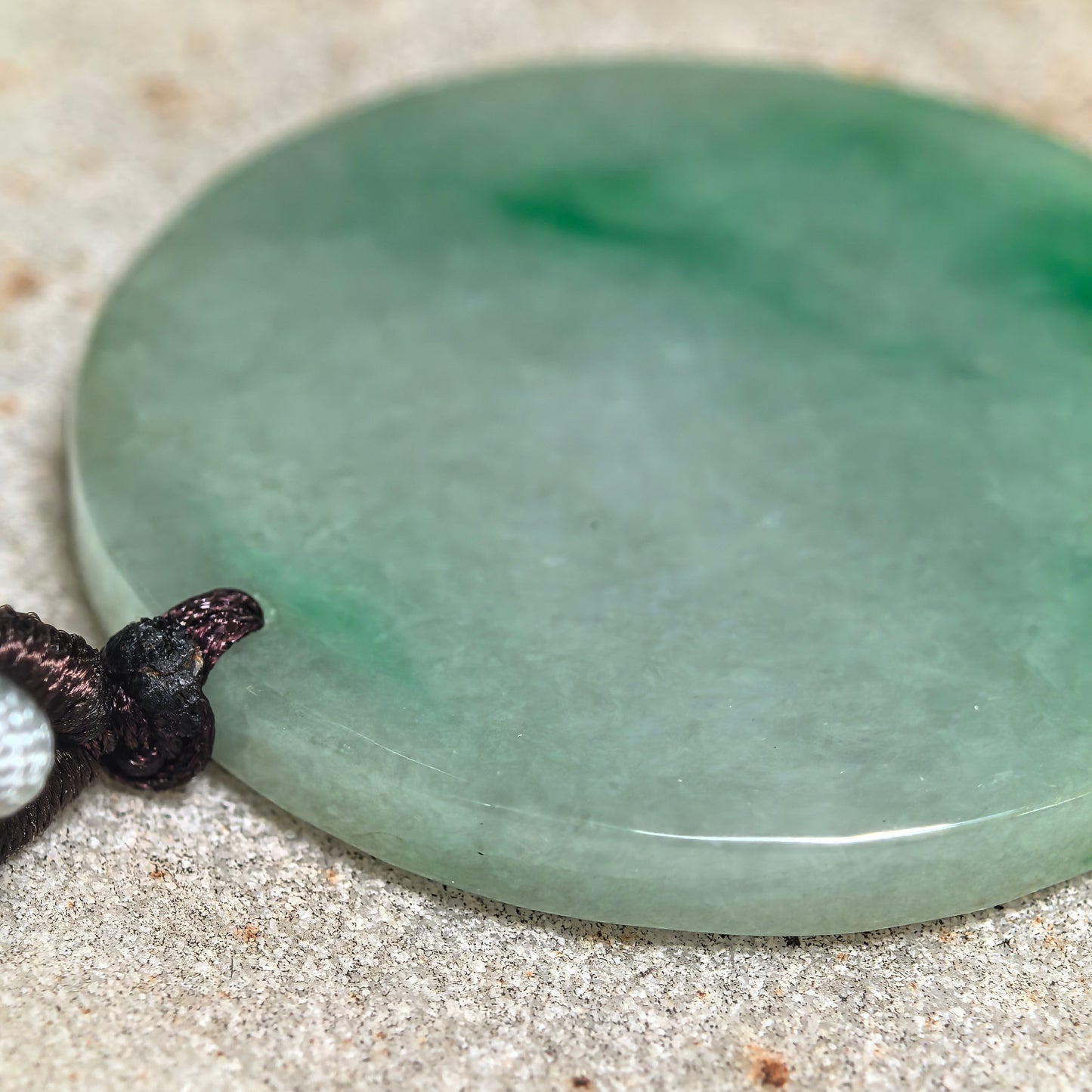 Natural Grade-A Glutinous Green Round Plain Plaque Jadeite Pendant · Burmese Jade