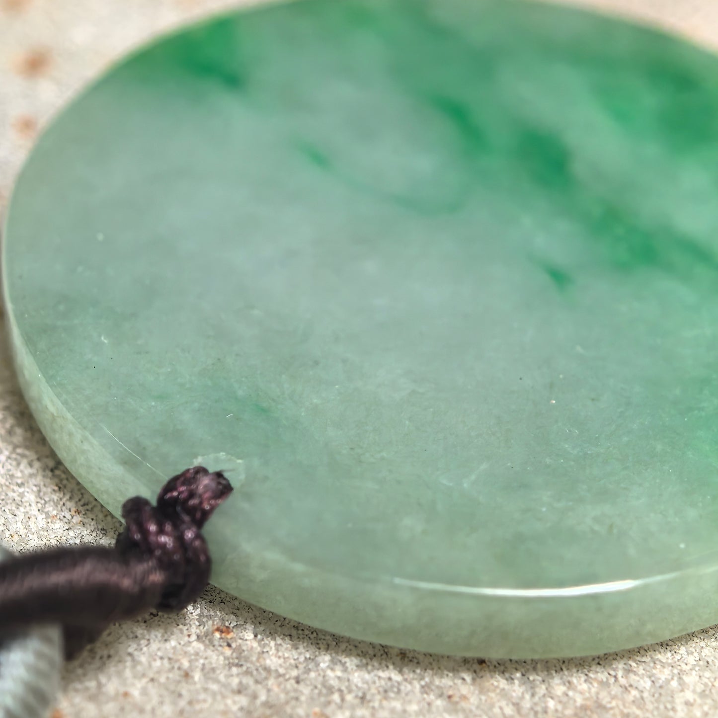 Natural Grade-A Glutinous Green Round Plain Plaque Jadeite Pendant · Burmese Jade