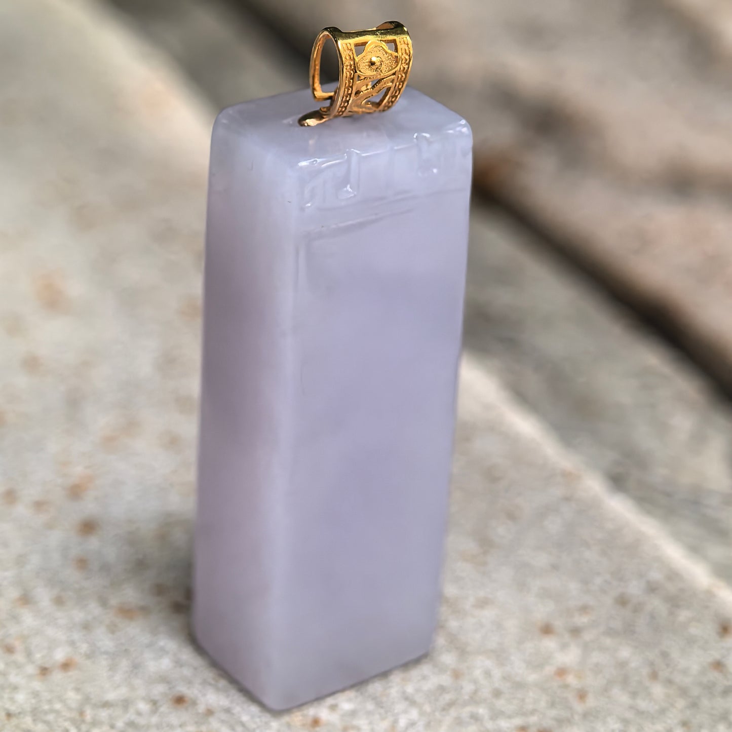 Natural Grade-A Icy Glutinous Lavender Plain Column Jadeite Pendant · Burmese Jade