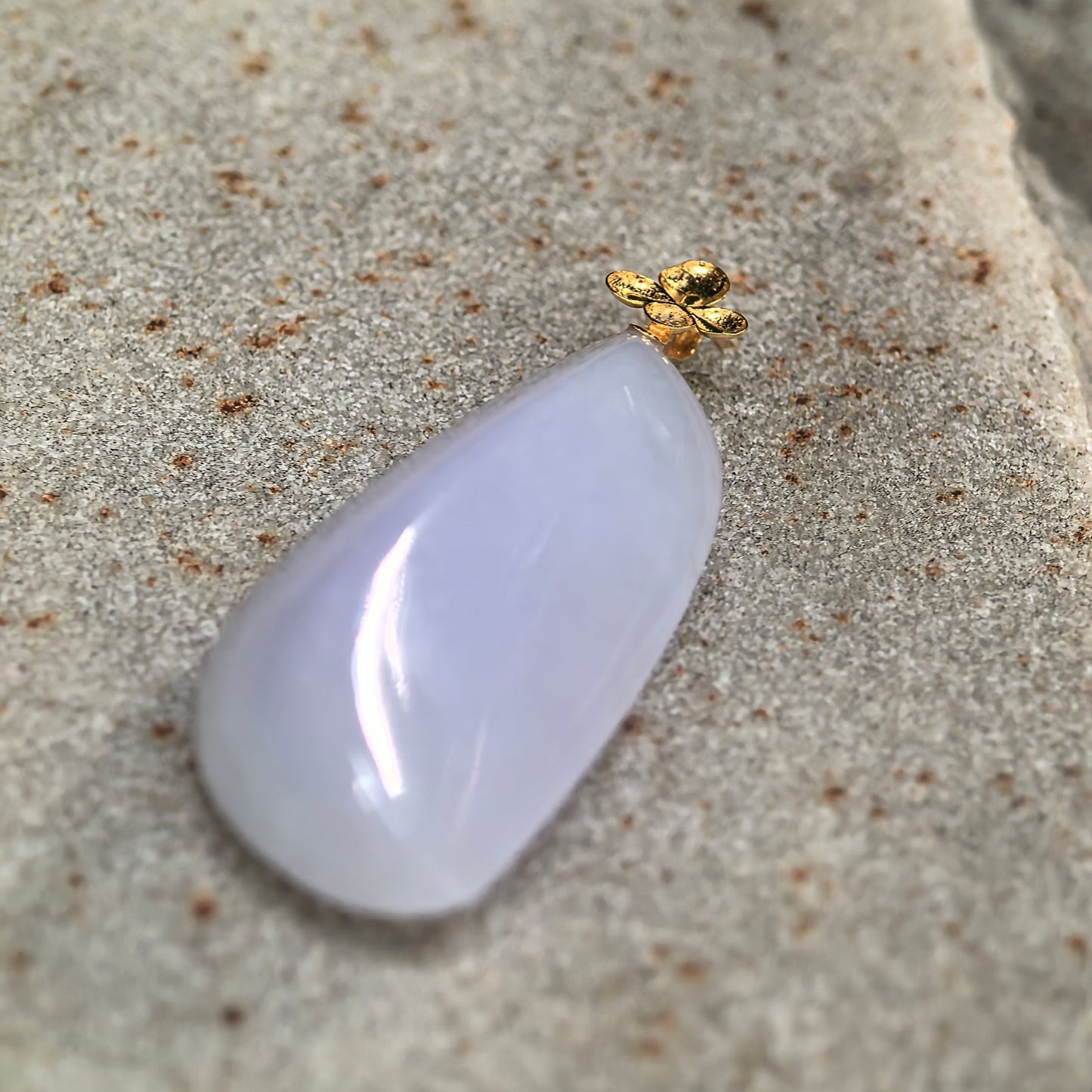Natural Grade-A Icy Glutinous Pale Lavender Freeform Jadeite Pendant · Burmese Jade