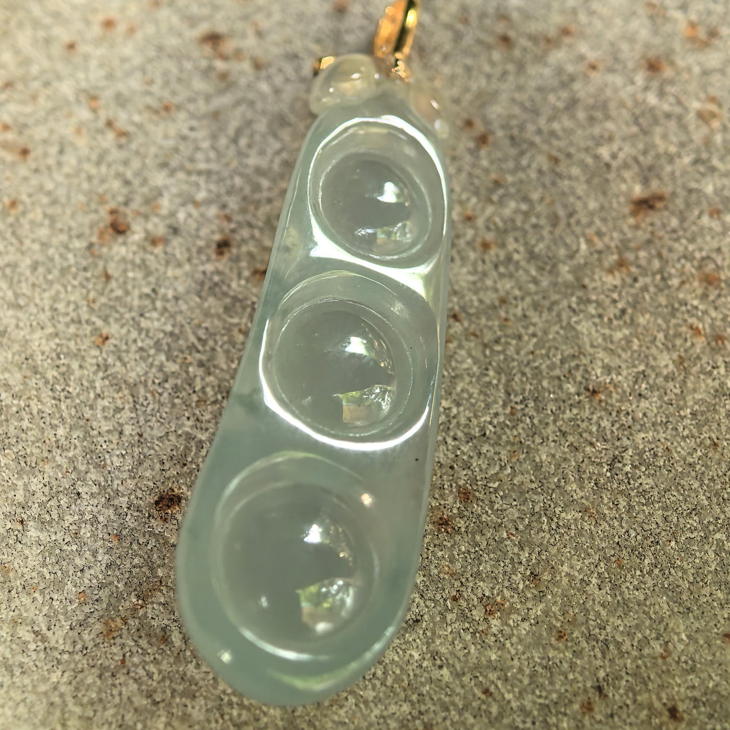 Natural Grade-A Icy Light Green Three-Bean Jadeite Pendant · Burmese Jade