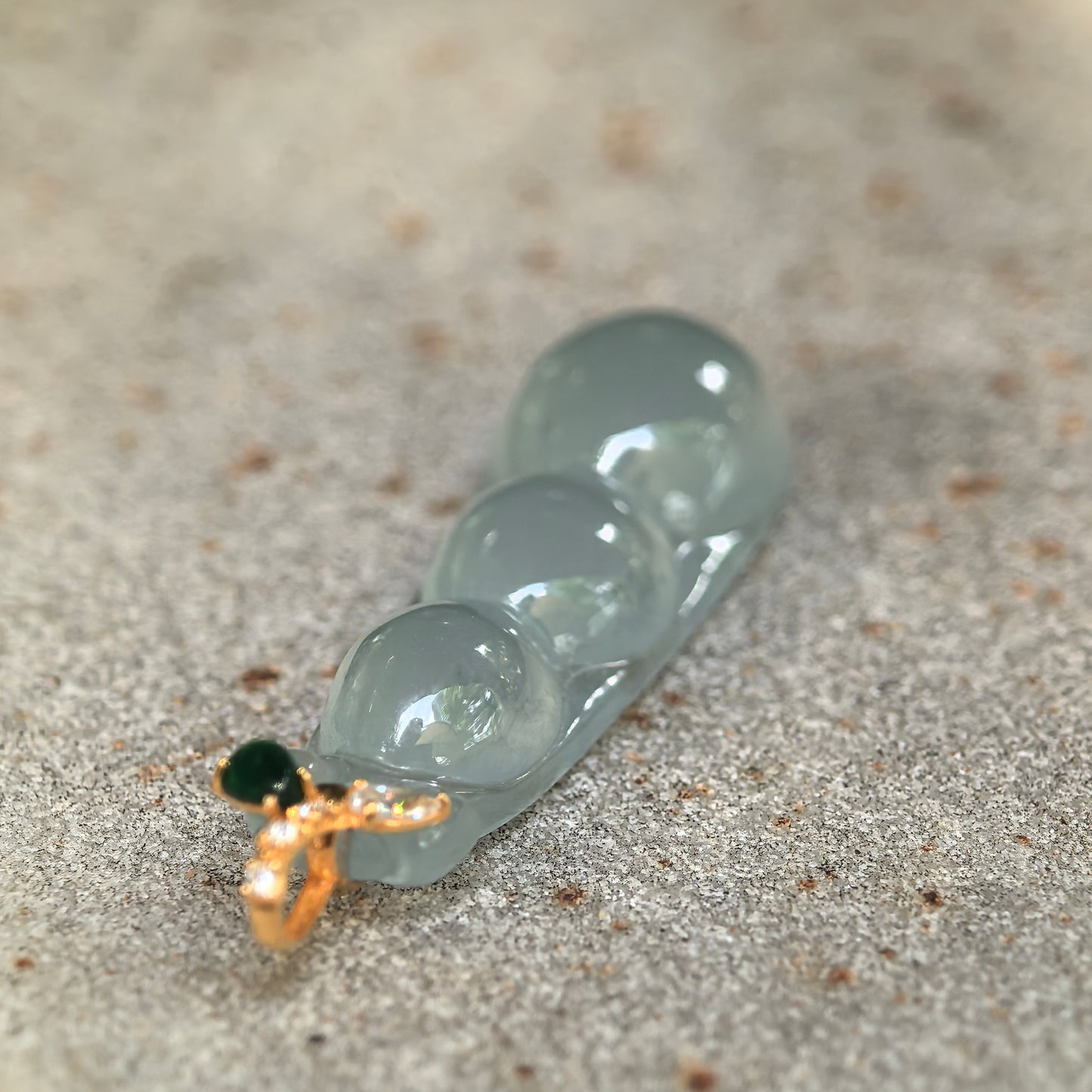 Natural Grade-A Icy Light Green Three-Bean Jadeite Pendant · Burmese Jade