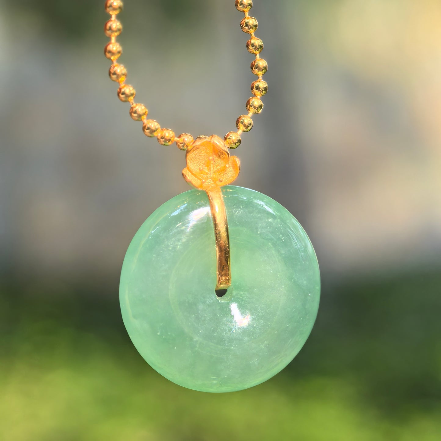 Natural Grade-A Icy Glutinous Green Jadeite Peace Pendant · Burmese Jade
