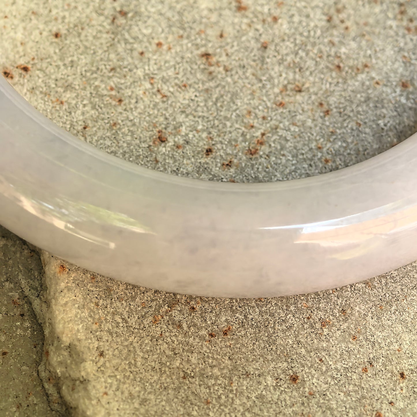 Natural Grade-A Glutinous Light Lavender Round Jadeite Bangle · Burmese Jade 53mm