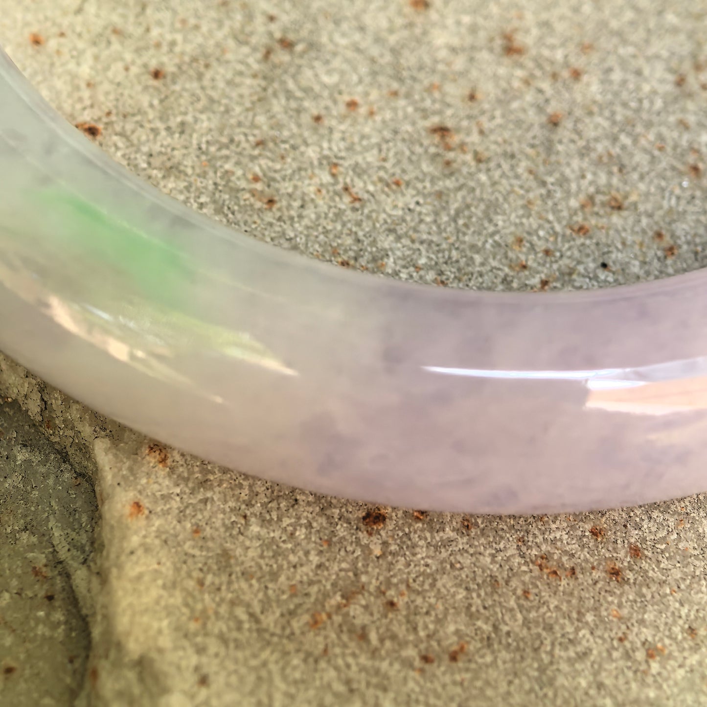 Natural Grade-A Glutinous Light Lavender Round Jadeite Bangle · Burmese Jade 53mm