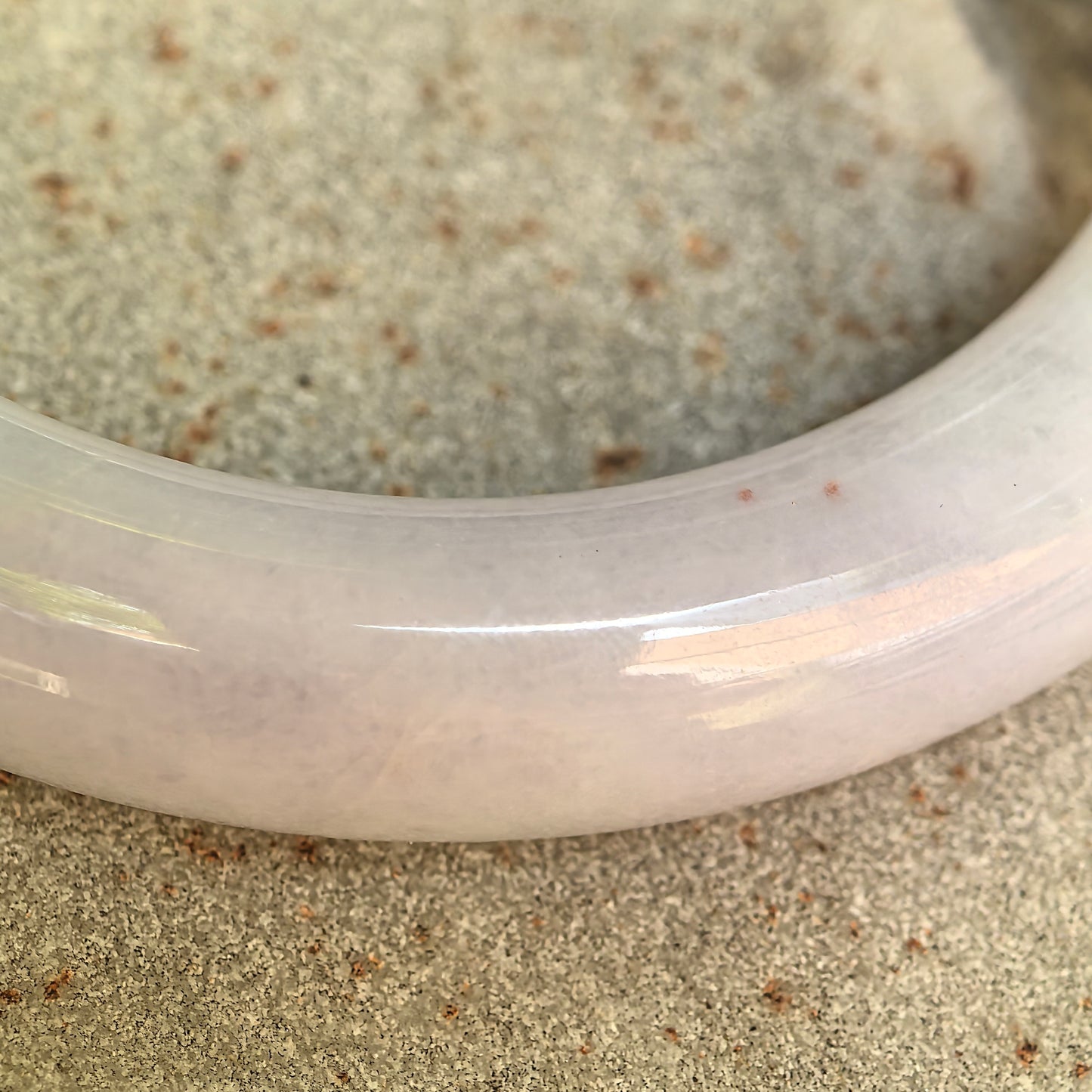 Natural Grade-A Glutinous Light Lavender Round Jadeite Bangle · Burmese Jade 53mm