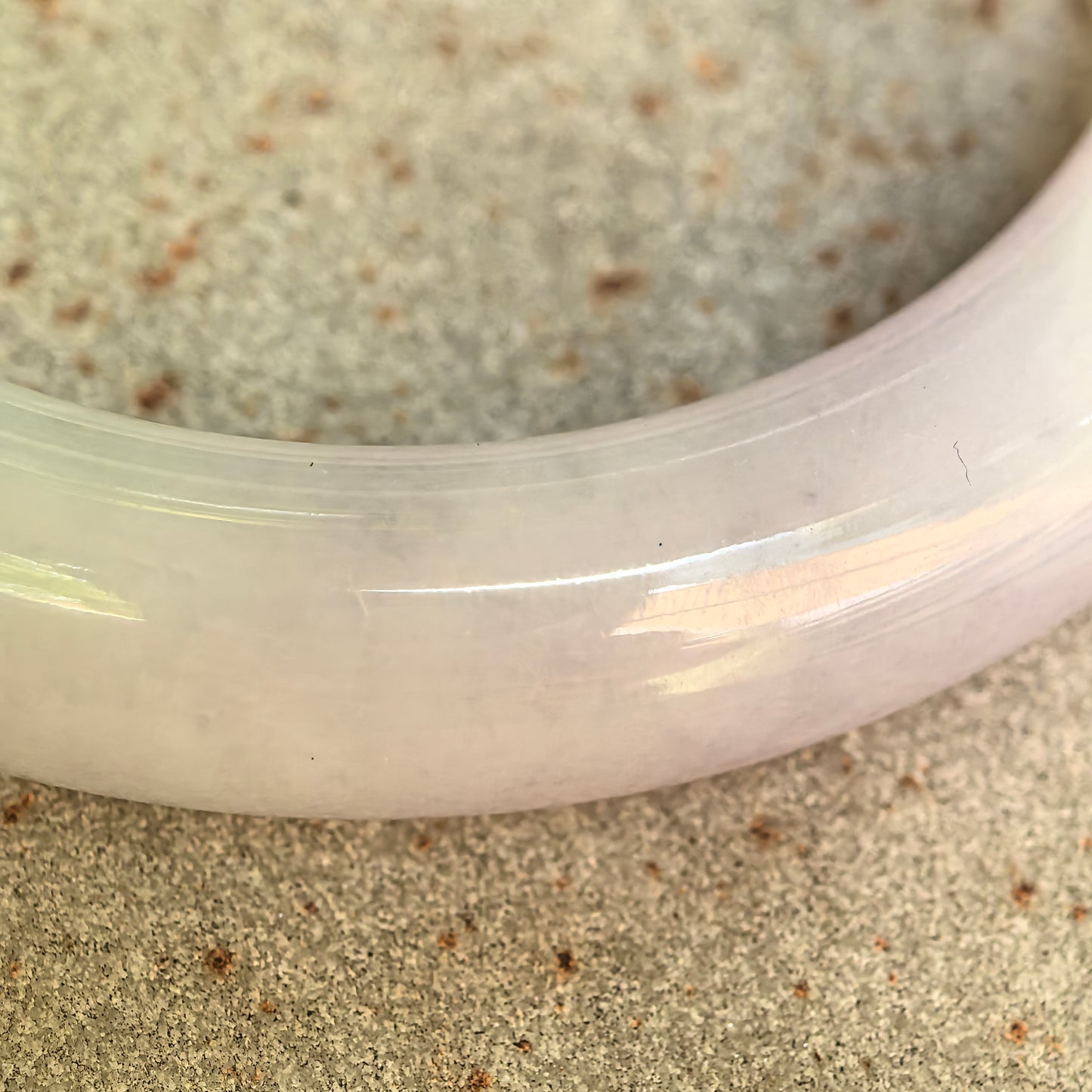 Natural Grade-A Glutinous Light Lavender Round Jadeite Bangle · Burmese Jade 53mm