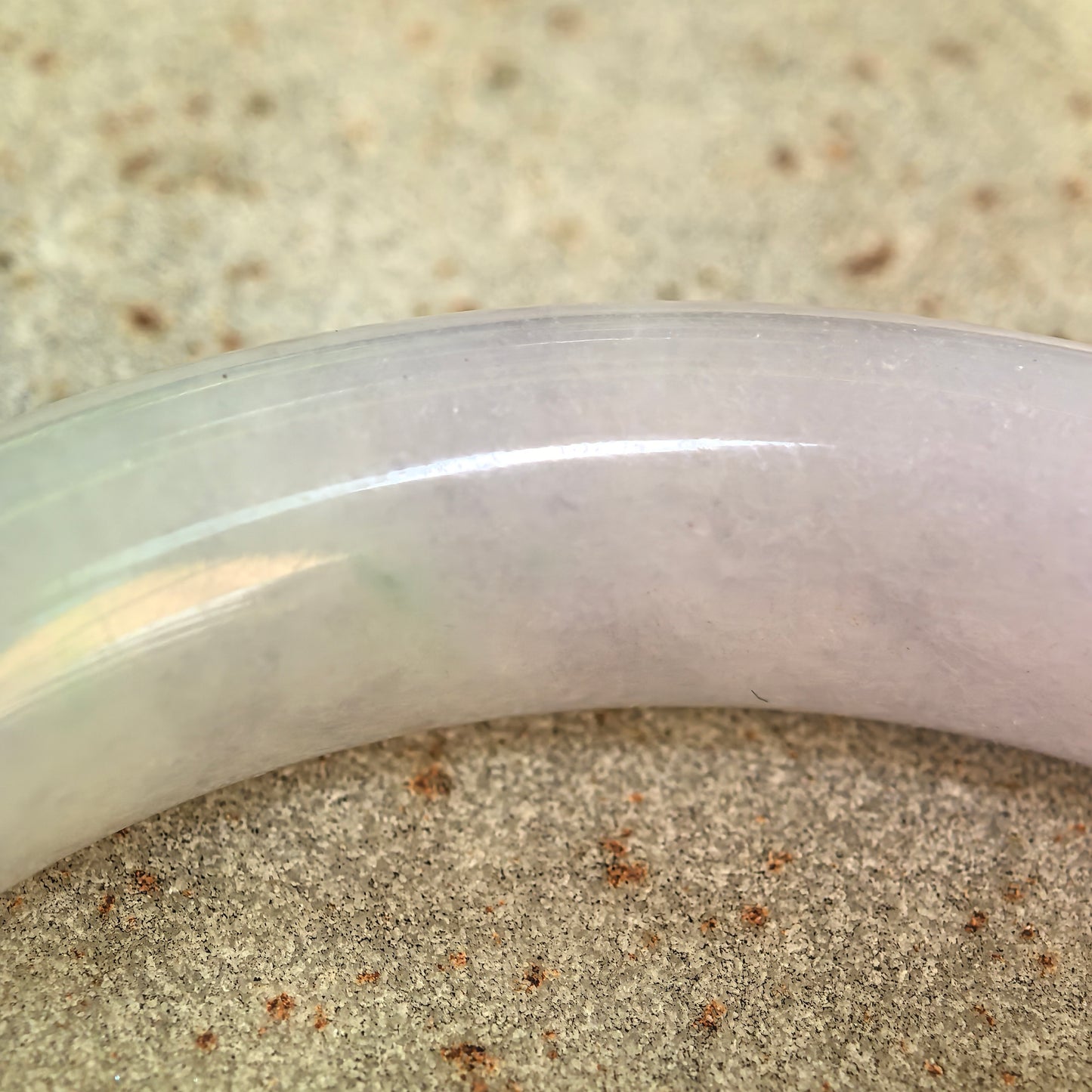 Natural Grade-A Glutinous Light Lavender Round Jadeite Bangle · Burmese Jade 53mm