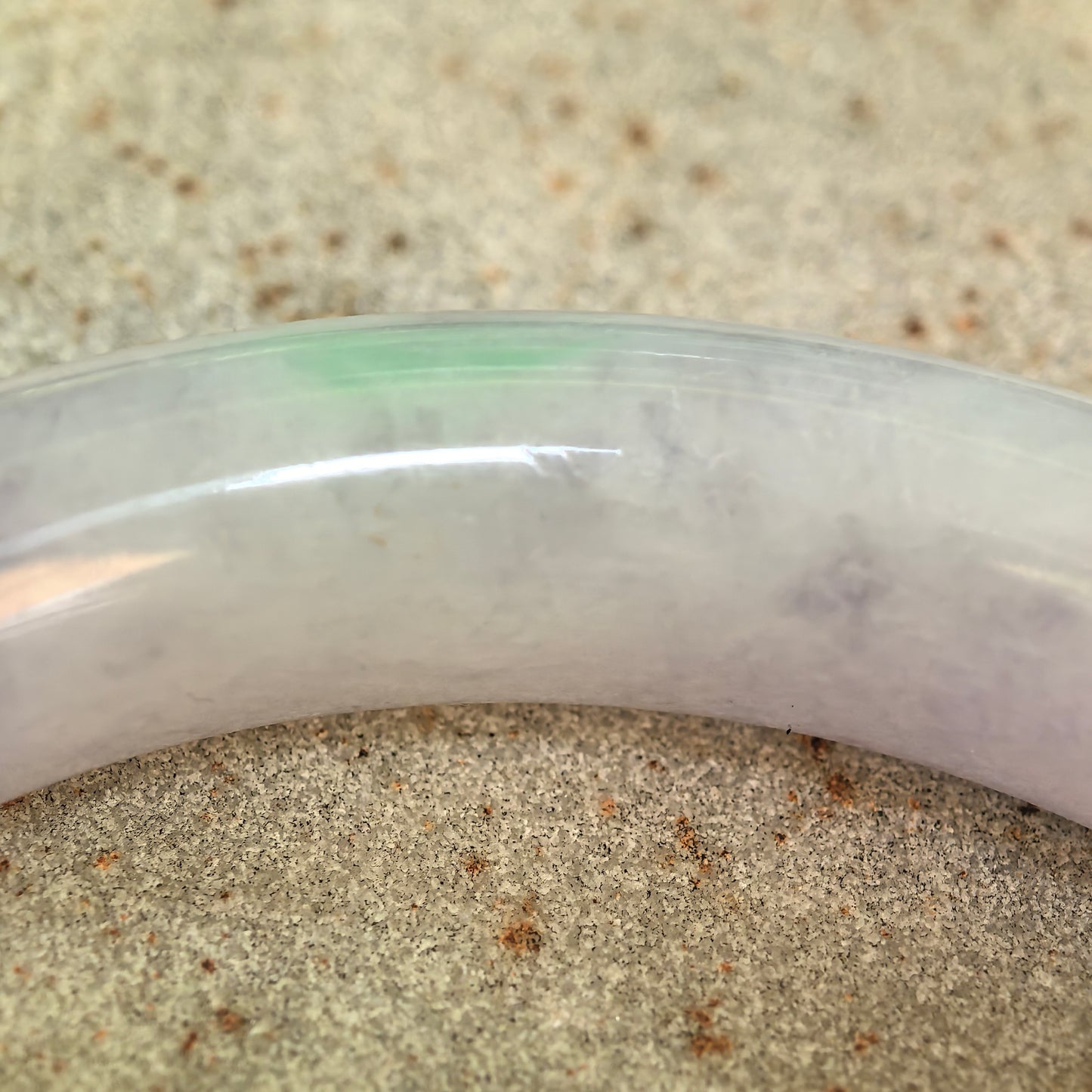 Natural Grade-A Glutinous Light Lavender Round Jadeite Bangle · Burmese Jade 53mm