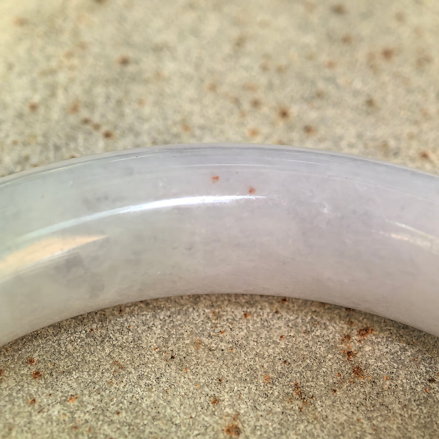 Natural Grade-A Glutinous Light Lavender Round Jadeite Bangle · Burmese Jade 53mm