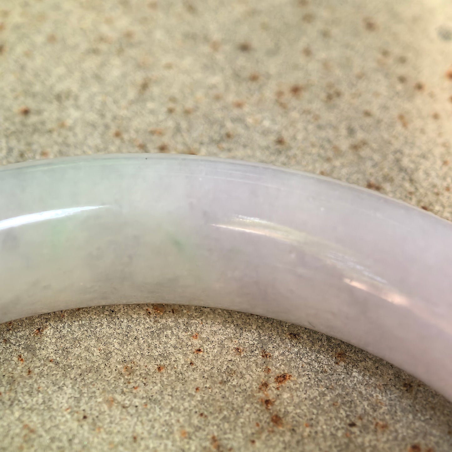 Natural Grade-A Glutinous Light Lavender Round Jadeite Bangle · Burmese Jade 53mm