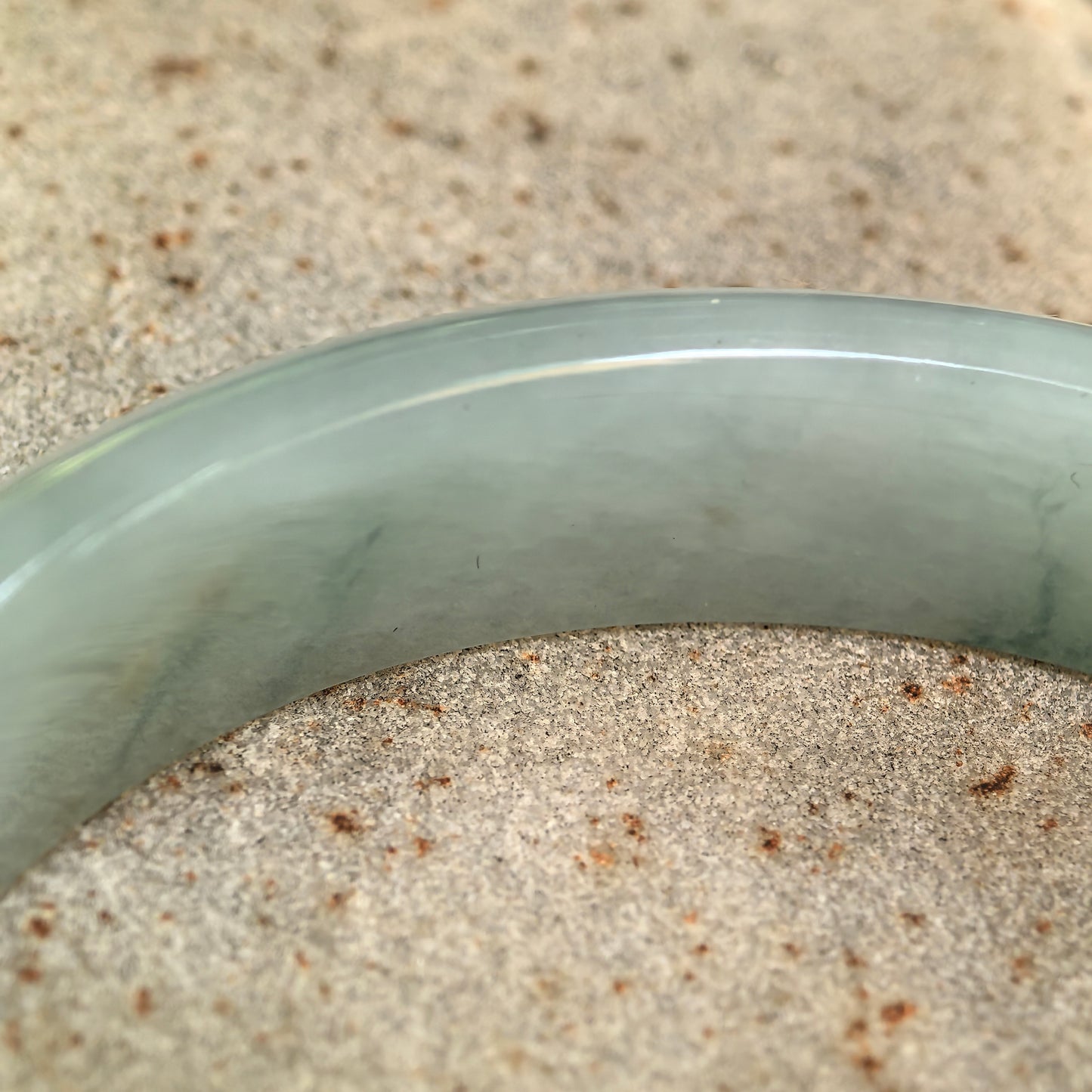 Natural Grade-A Glutinous Light Green D-Shape Jadeite Bangle · Burmese Jade 57mm
