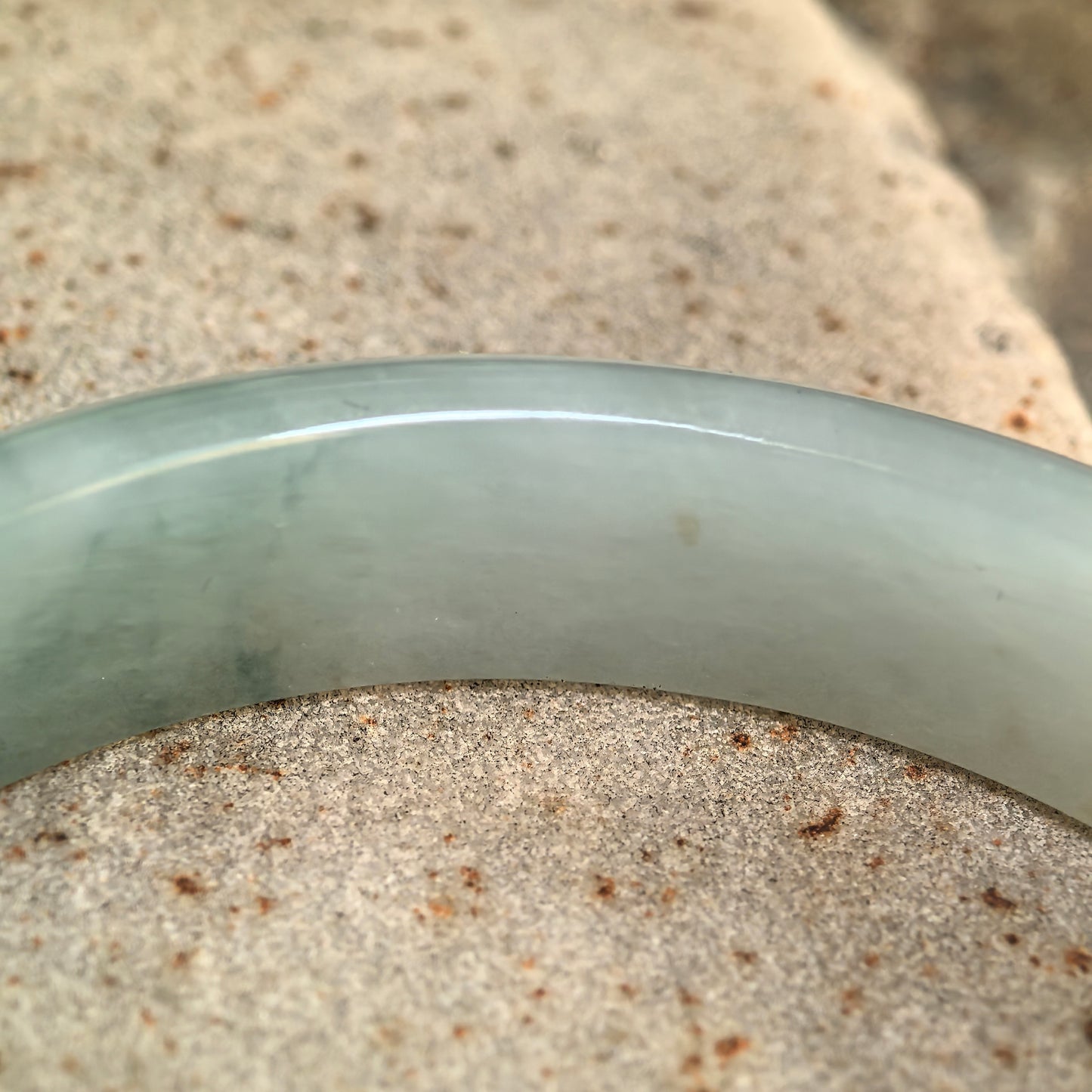 Natural Grade-A Glutinous Light Green D-Shape Jadeite Bangle · Burmese Jade 57mm