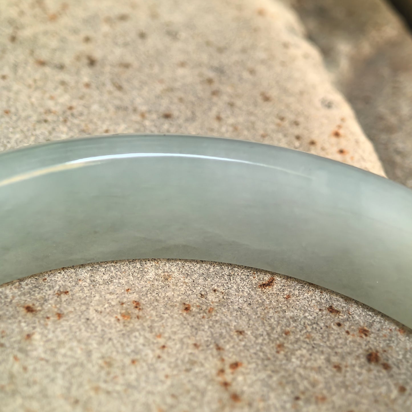 Natural Grade-A Glutinous Light Green D-Shape Jadeite Bangle · Burmese Jade 57mm