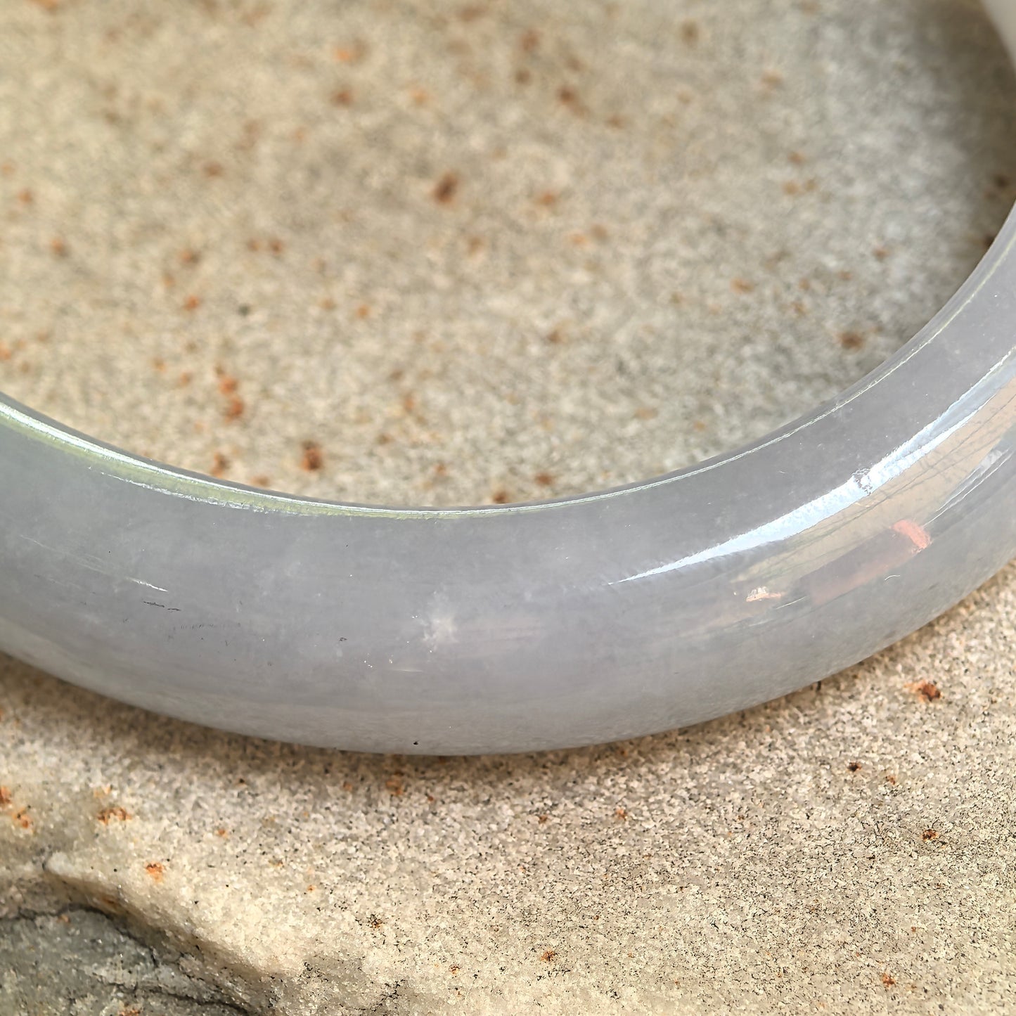Natural Grade-A Icy Glutinous Blue-Lavender Oval Jadeite Bangle · Burmese Jade 54mm
